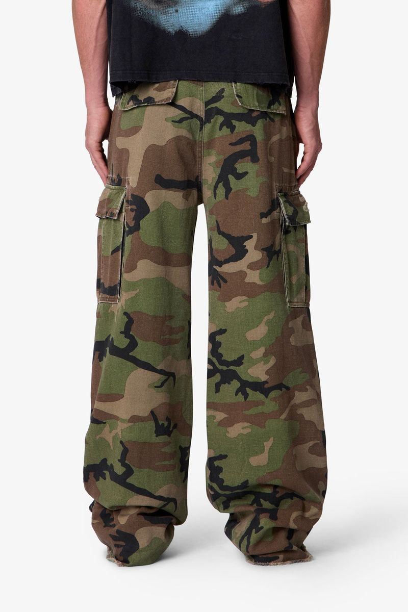 MNML Distressed Camo Cargo Pants