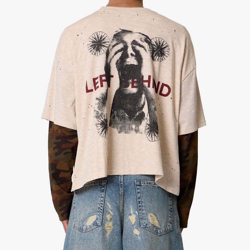 MNML Abandoned Layered L/S Tee - Off White/Camo