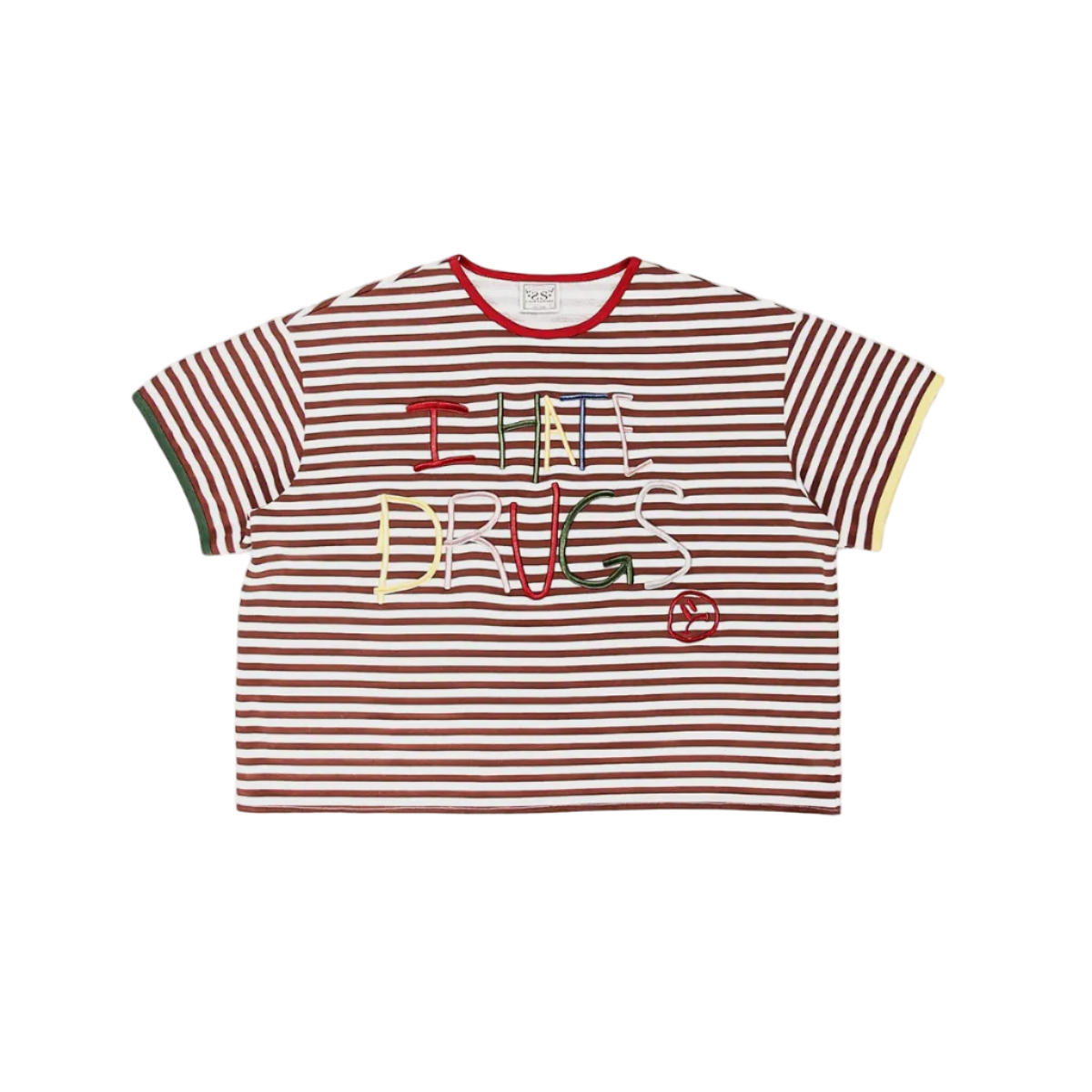 SYAIR SAIHARA Brown “I Hate Drugs” Ringer Tee