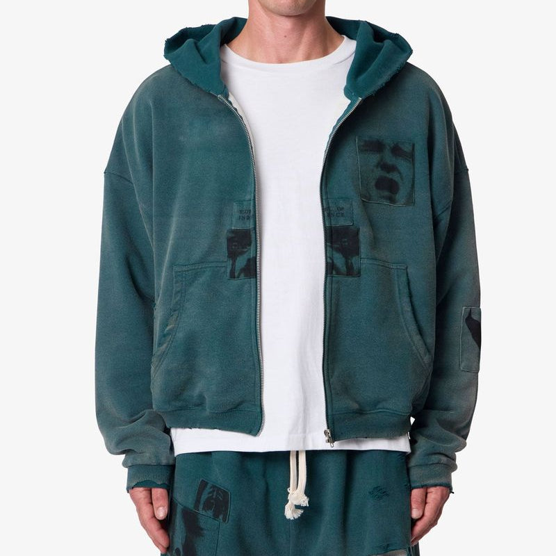 MNML Thermal Lined Terror Zip Up Hoodie - Green