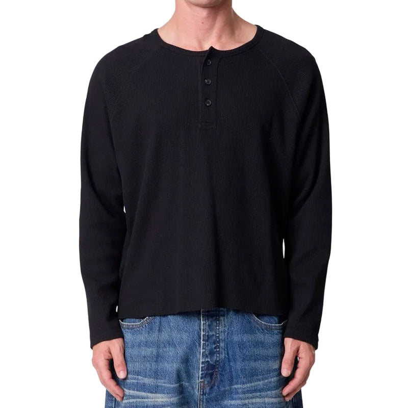 MNML Thermal Henley L/S Tee - Black