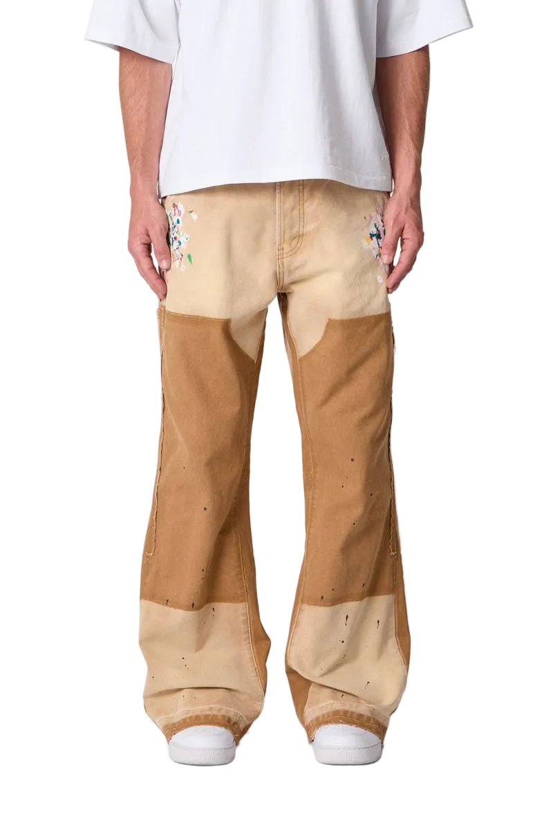 mnml Workshop Kick Flare Denim - Khaki