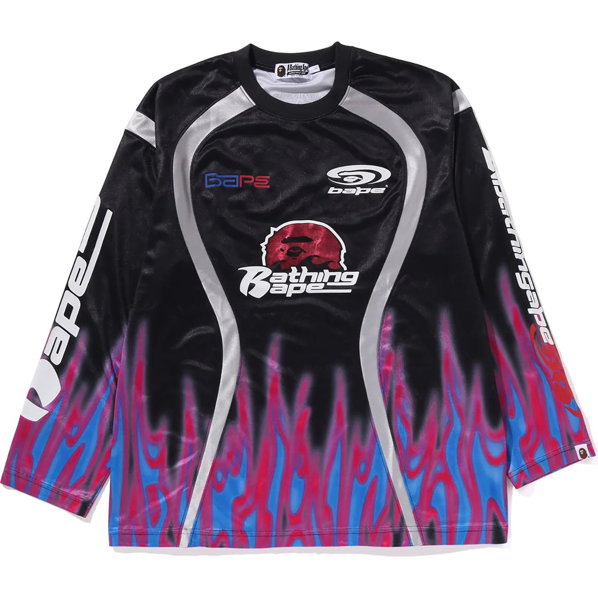 A Bathing Ape Flame Pattern Multilogo Relaxed Fit Football Jersey