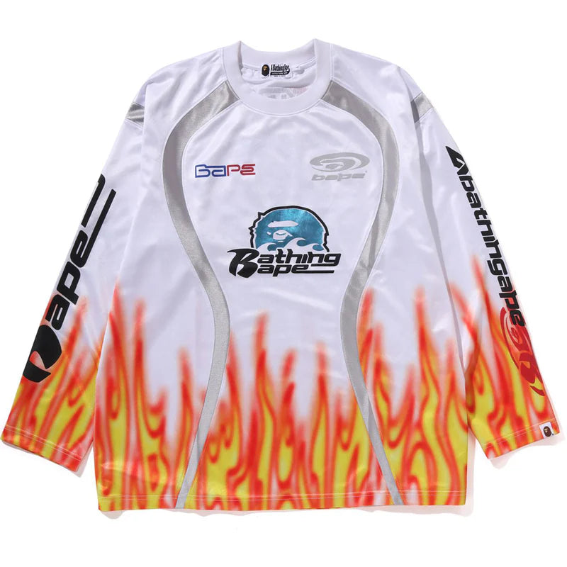 A Bathing Ape Flame Pattern Multilogo Relaxed Fit Football Jersey