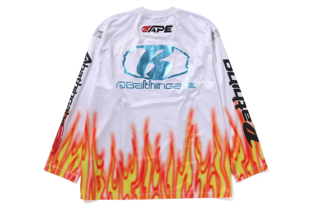 A Bathing Ape Flame Pattern Multilogo Relaxed Fit Football Jersey