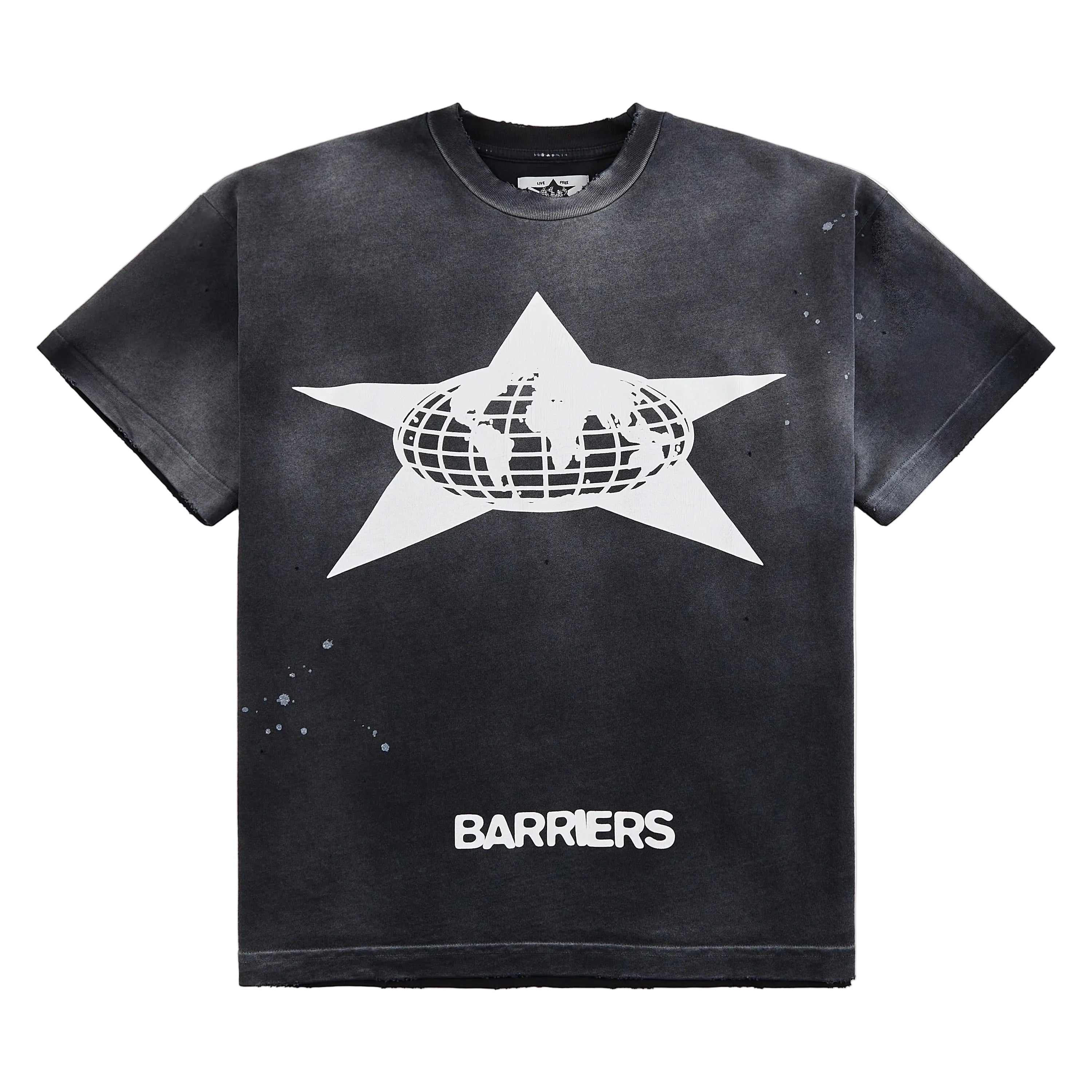Barriers Distressed Star Tee Vintage Black