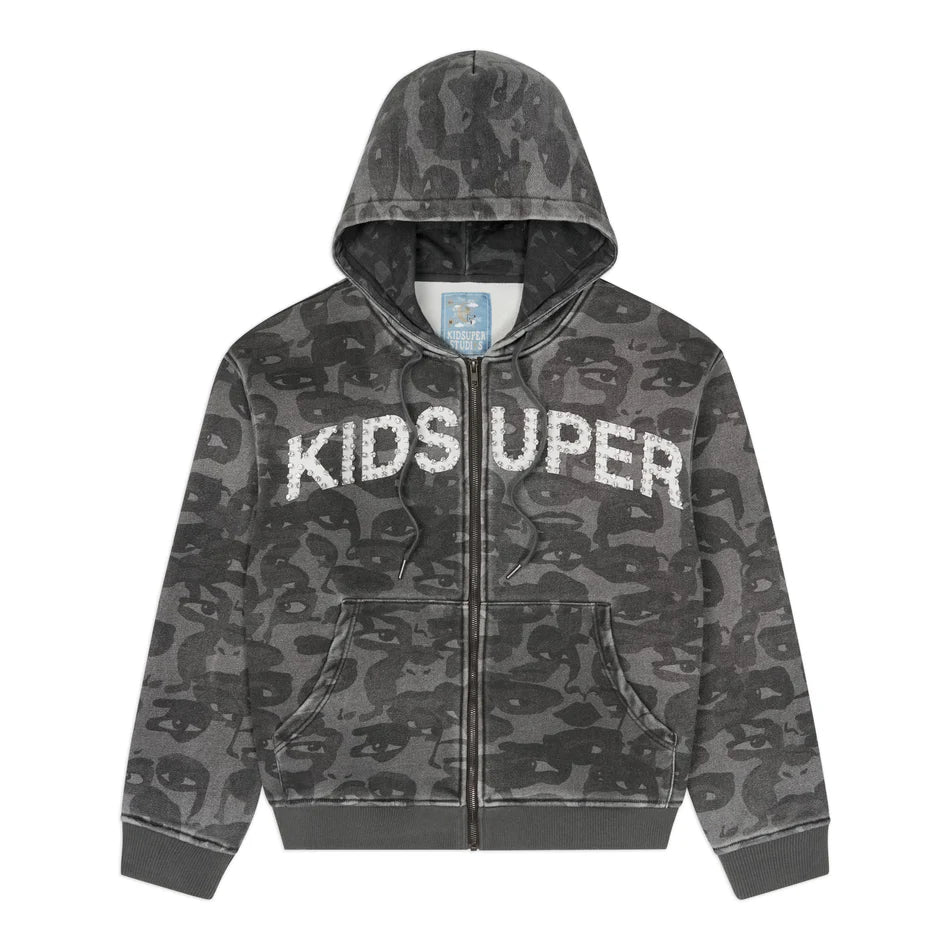 KID SUPER Face Camo Hoodie Black