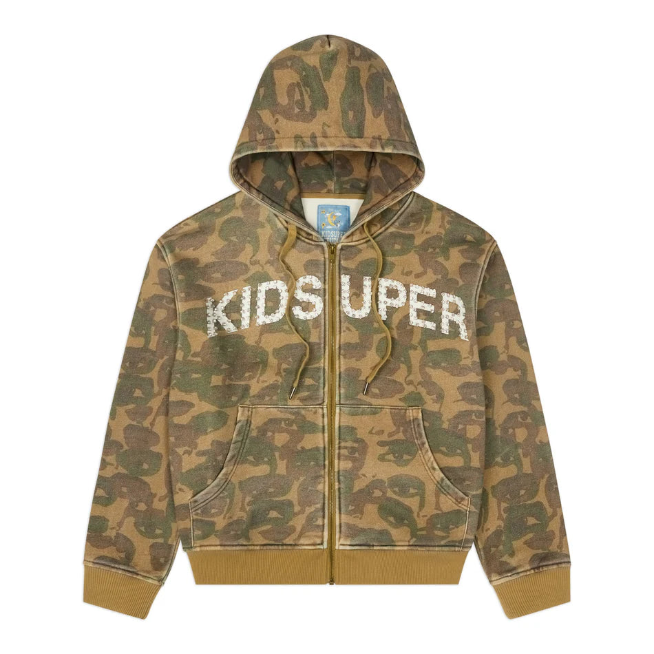 KID SUPER Face Camo Hoodie Dark Green