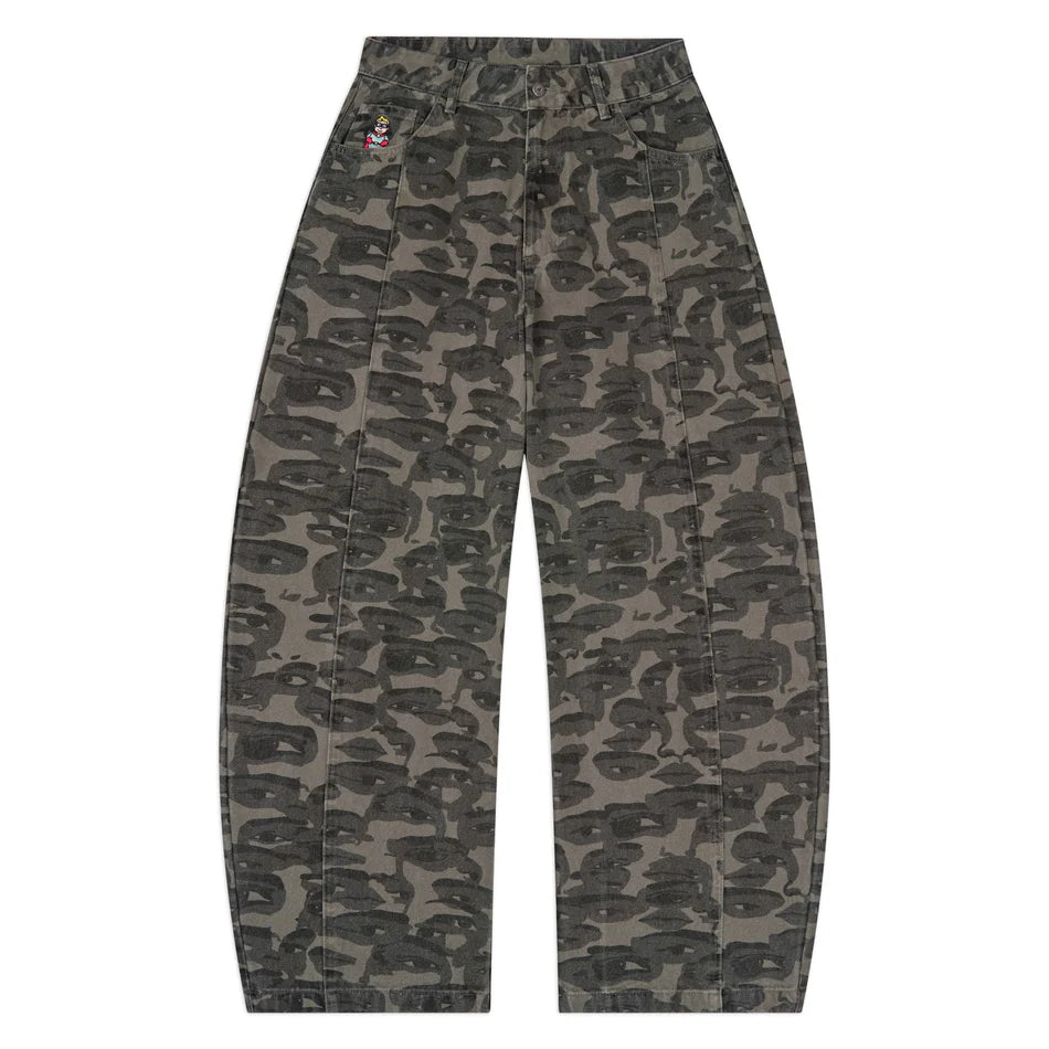 KID SUPER Face Camo Wide Leg Jean BLACK