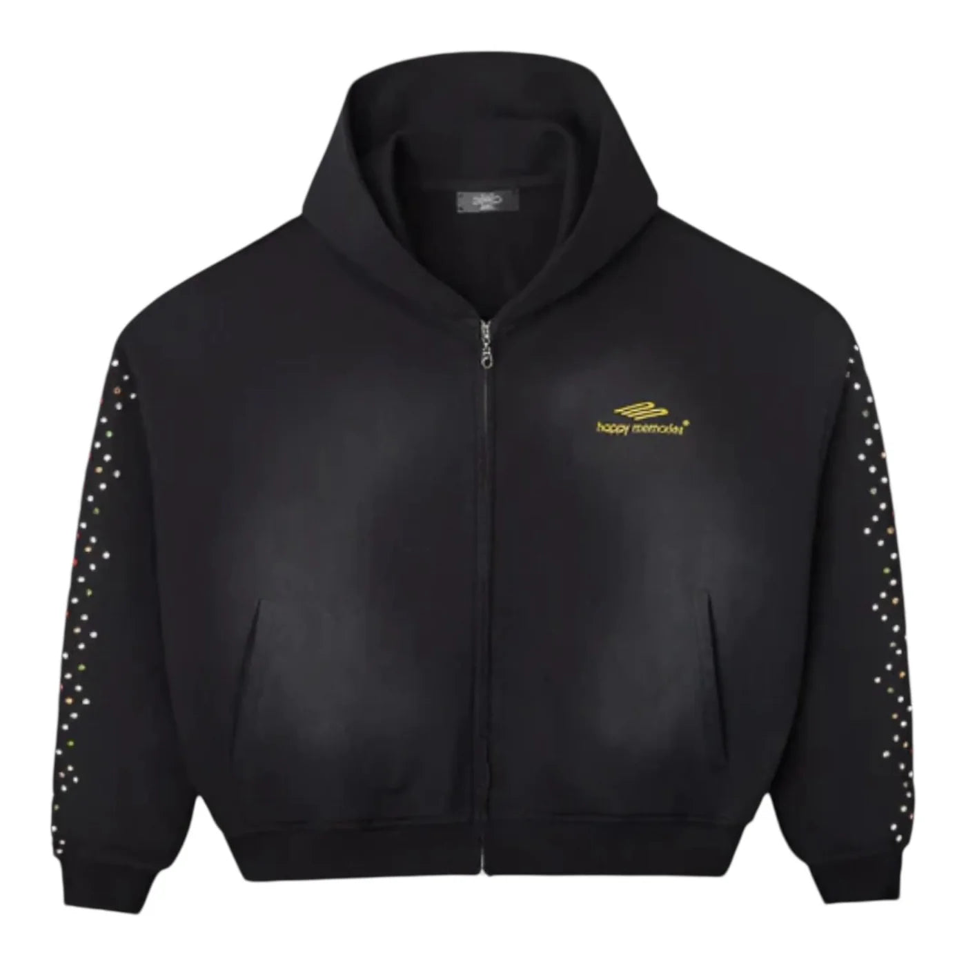 HMDD Crystal Zip Up Hoodie Black