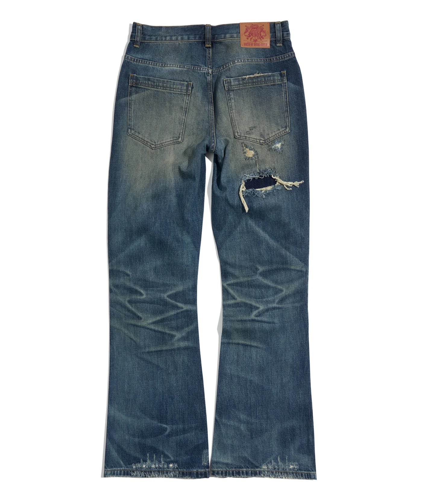 Birth of a Royal Child Distressed Embroidery Bootcut Jeans