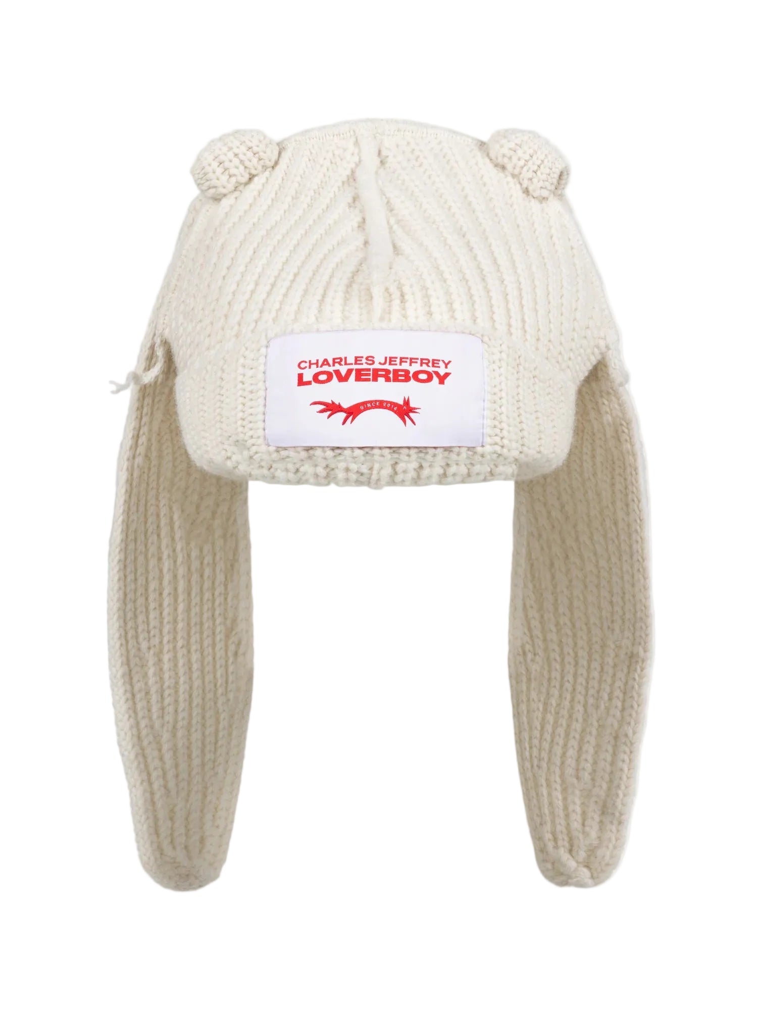 CHARLES JEFFREY LOVERBOY CHUNKY RABBIT BEANIE in ECRU