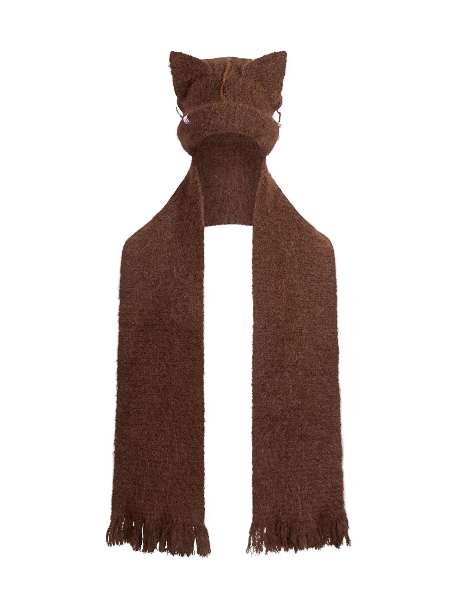 CHARLES JEFFREY LOVERBOY ALPACA CHUNKY EARS BEANIE SCARF BROWN