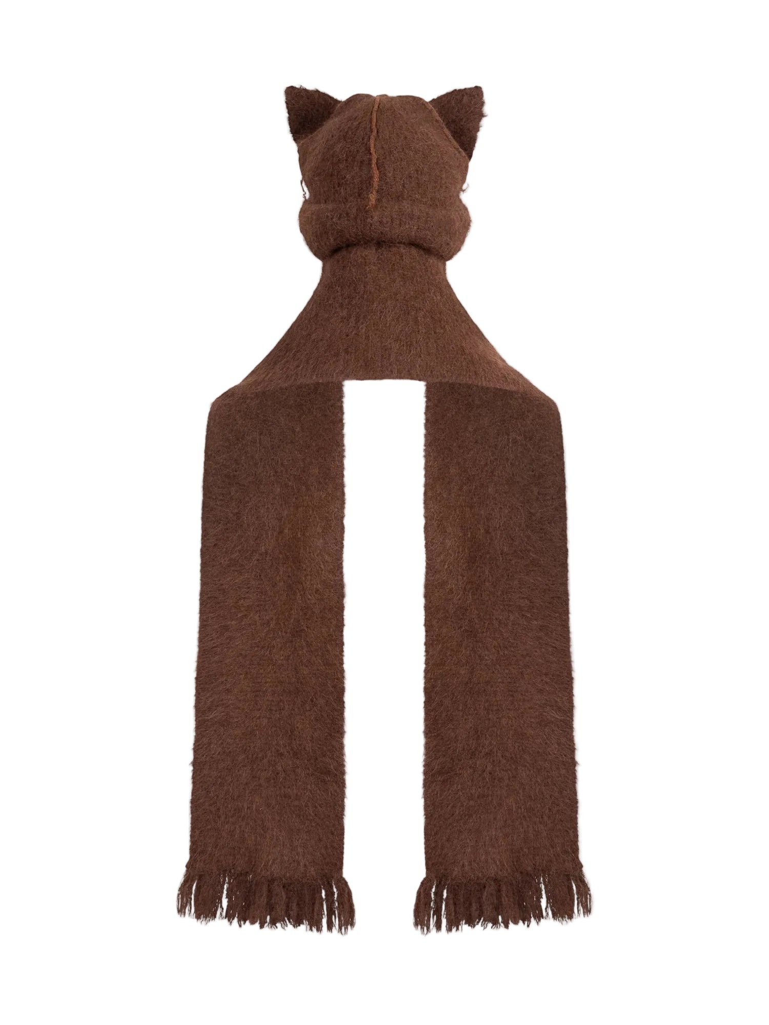 CHARLES JEFFREY LOVERBOY ALPACA CHUNKY EARS BEANIE SCARF BROWN