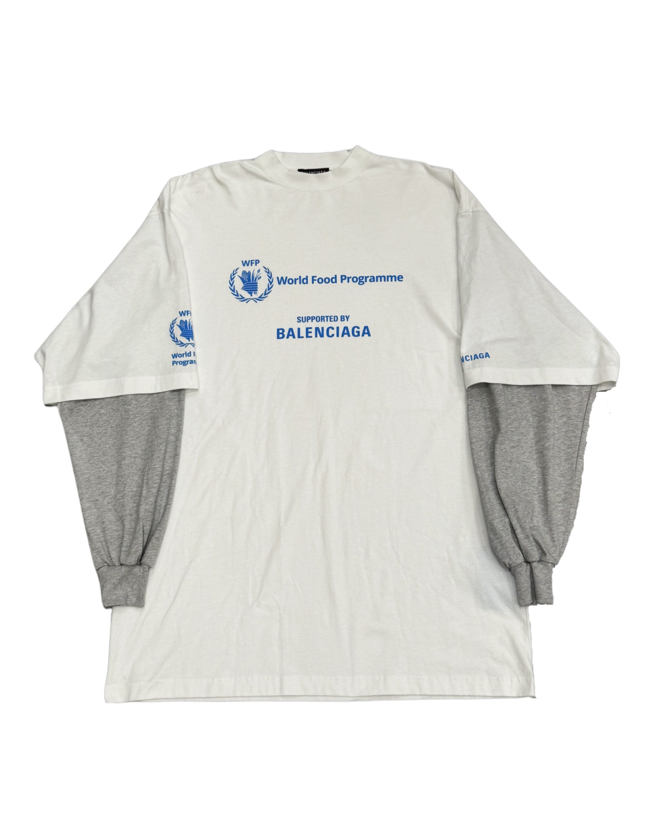 BALENCIAGA WFD Double-Sleeves T-Shirt - White ( OVERSIZED)