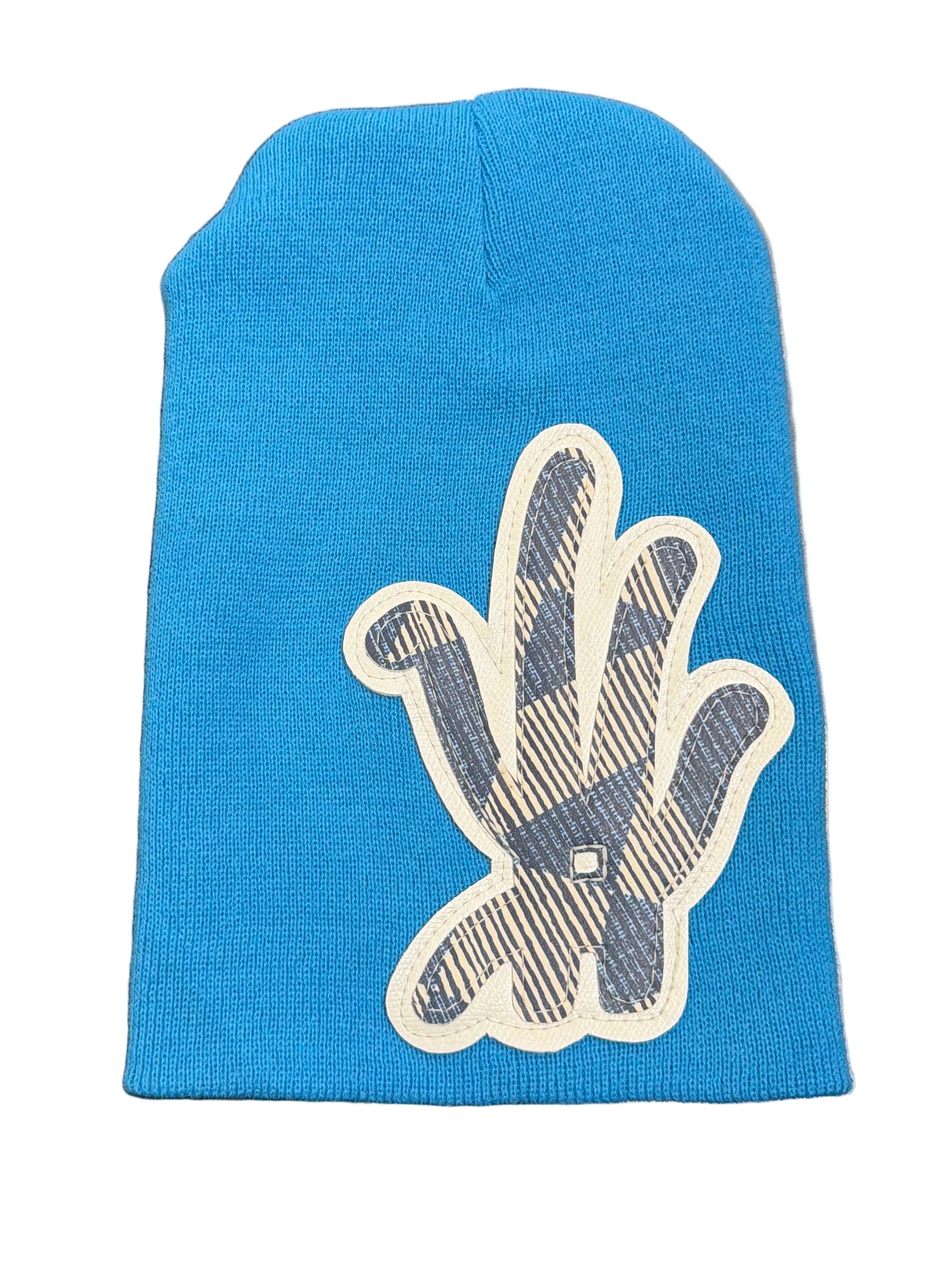 YKWYK LONG BEANIE BLUE PLAID