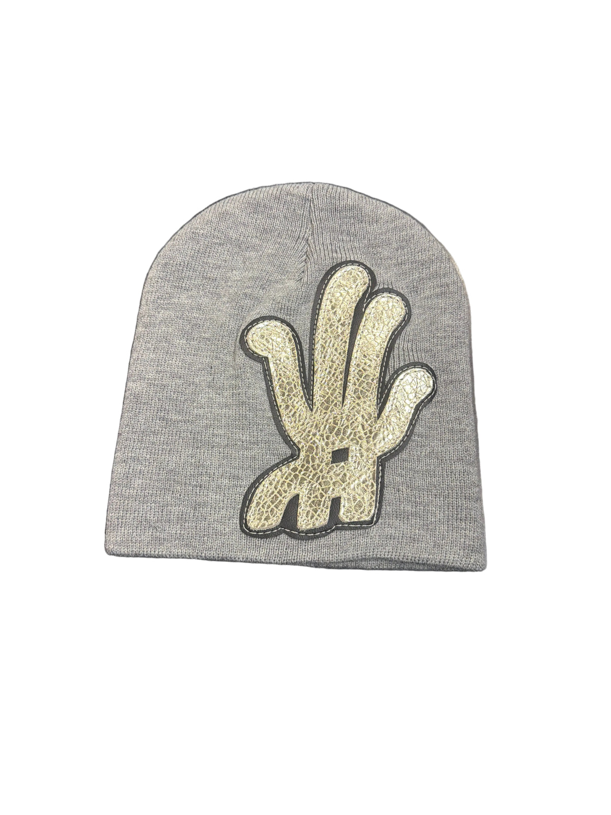 YKWYK Grey Metallic Patch BEANIE