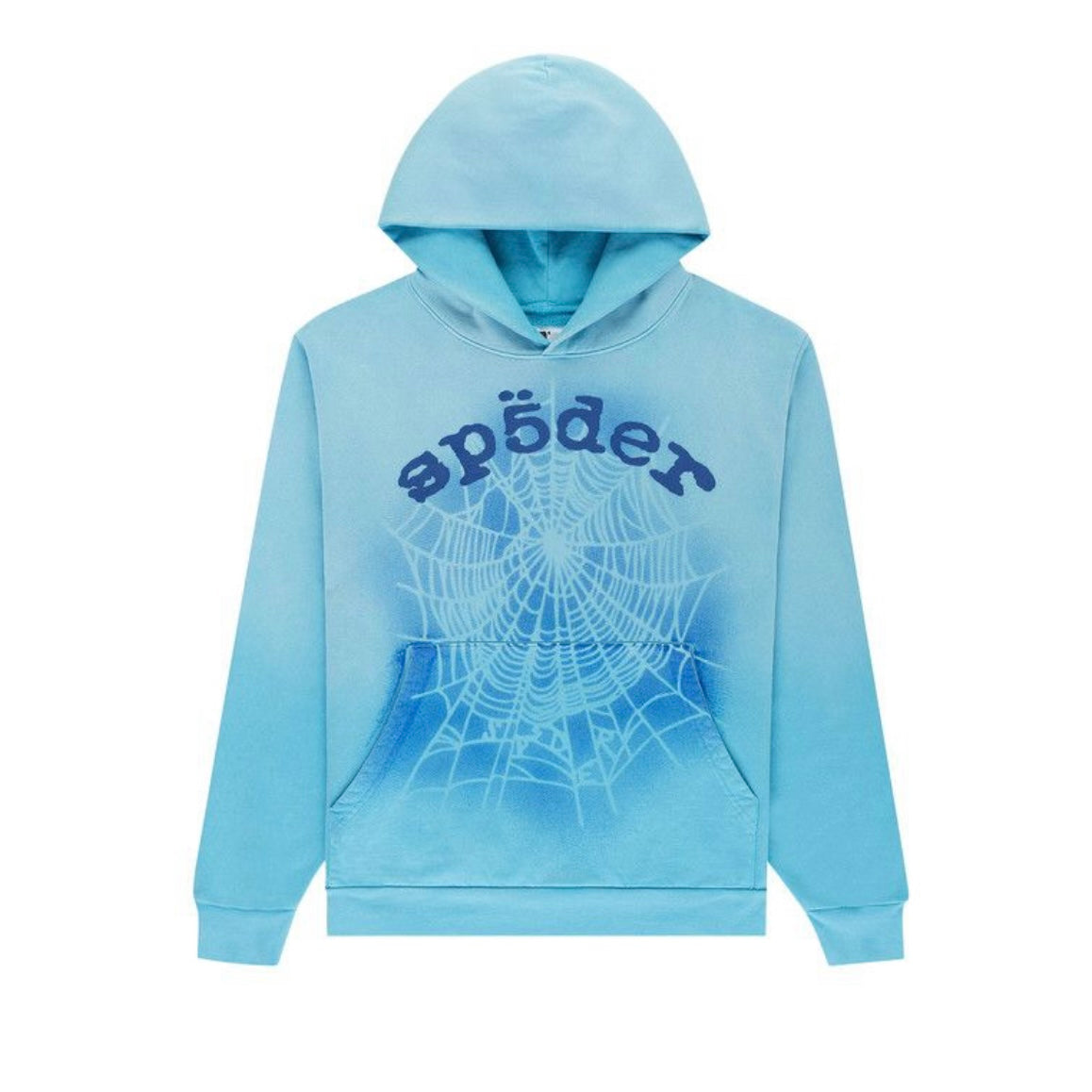 SP5DER OG WEB V2 SPRAY HOODIE LIGHT BLUE