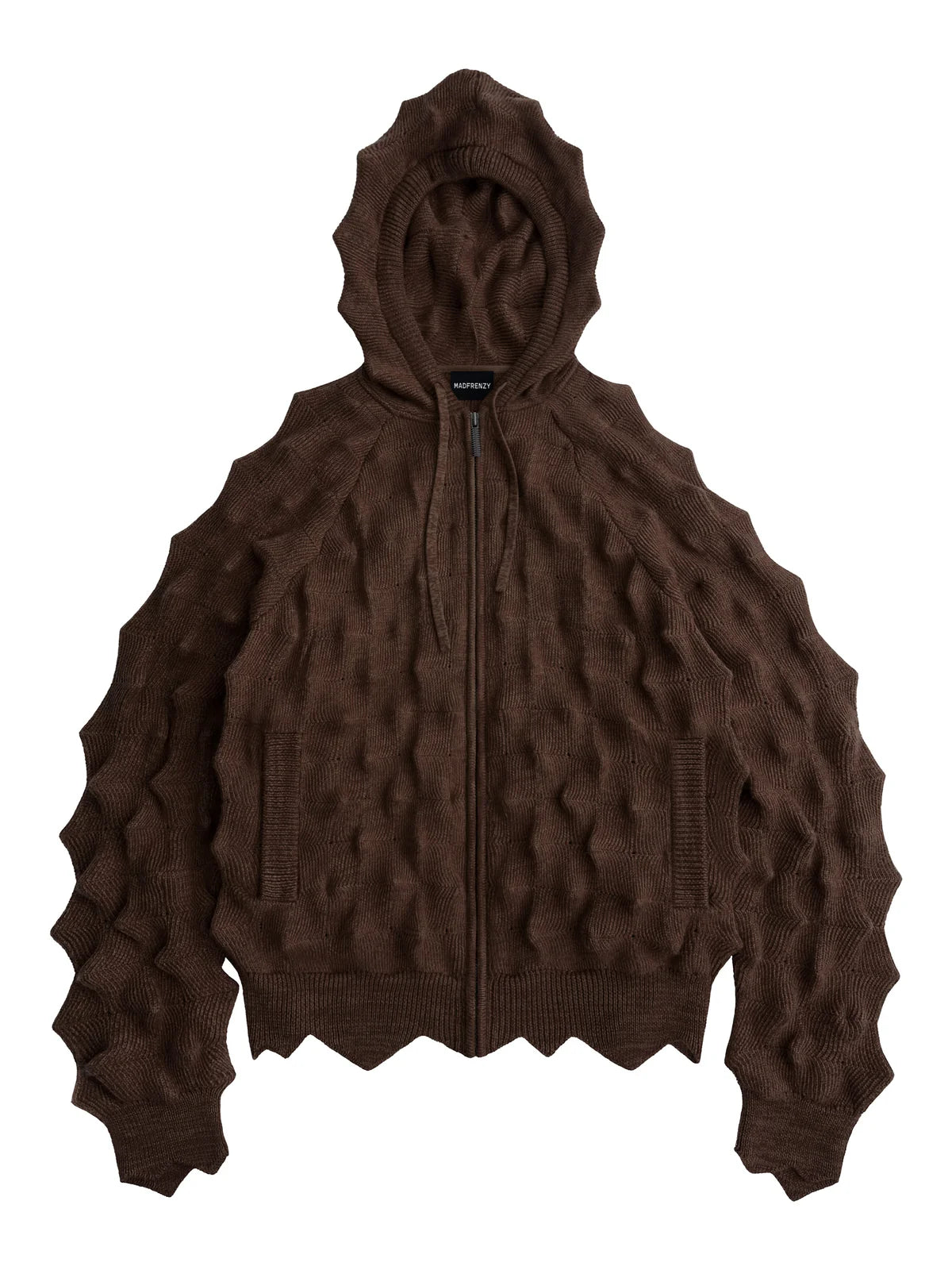 MADFRENZY SPIKED Zip-Up Hoodie brown