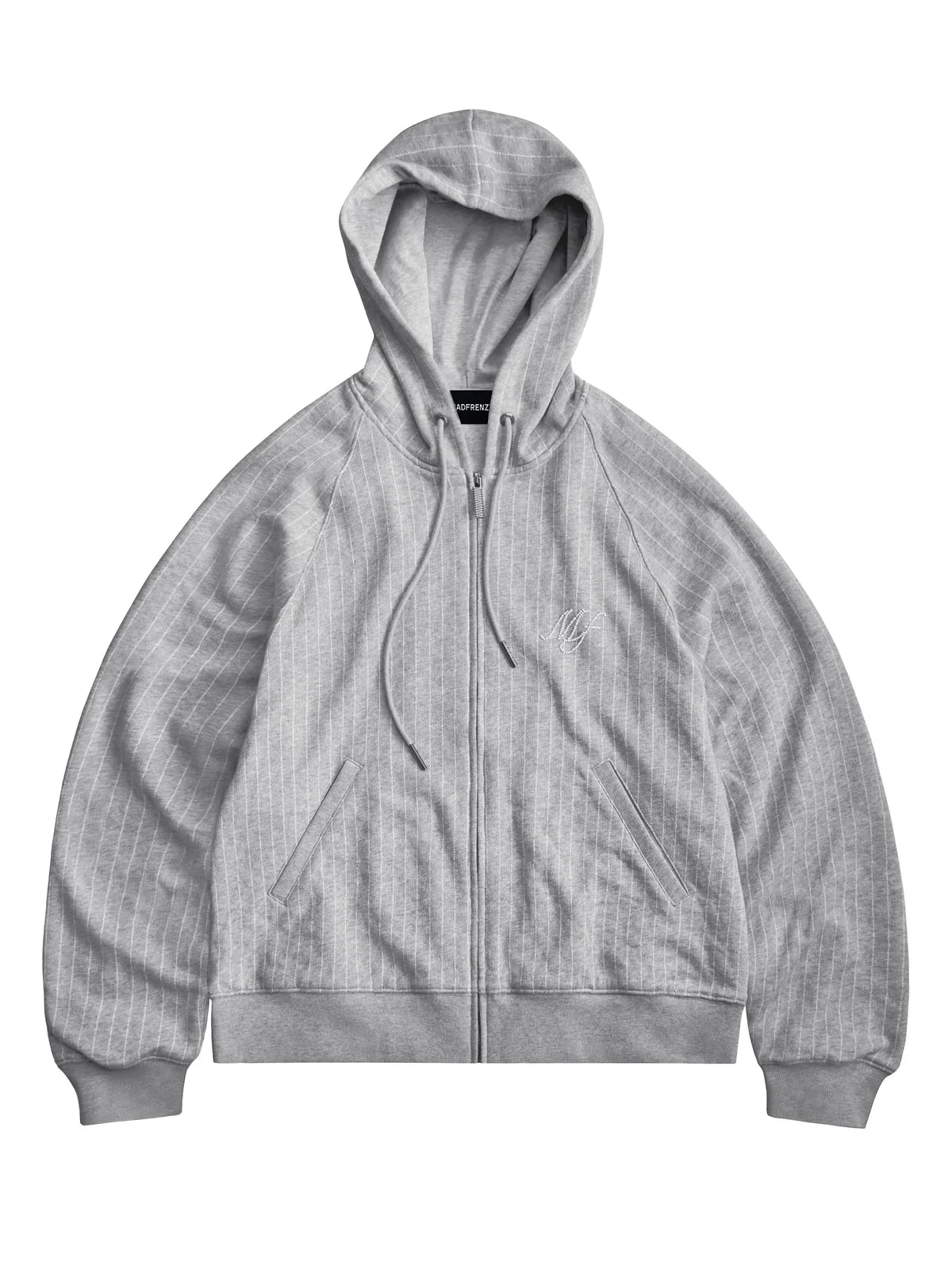 MADFRENZY PINSTRIPE Zip-Up Hoodie grey