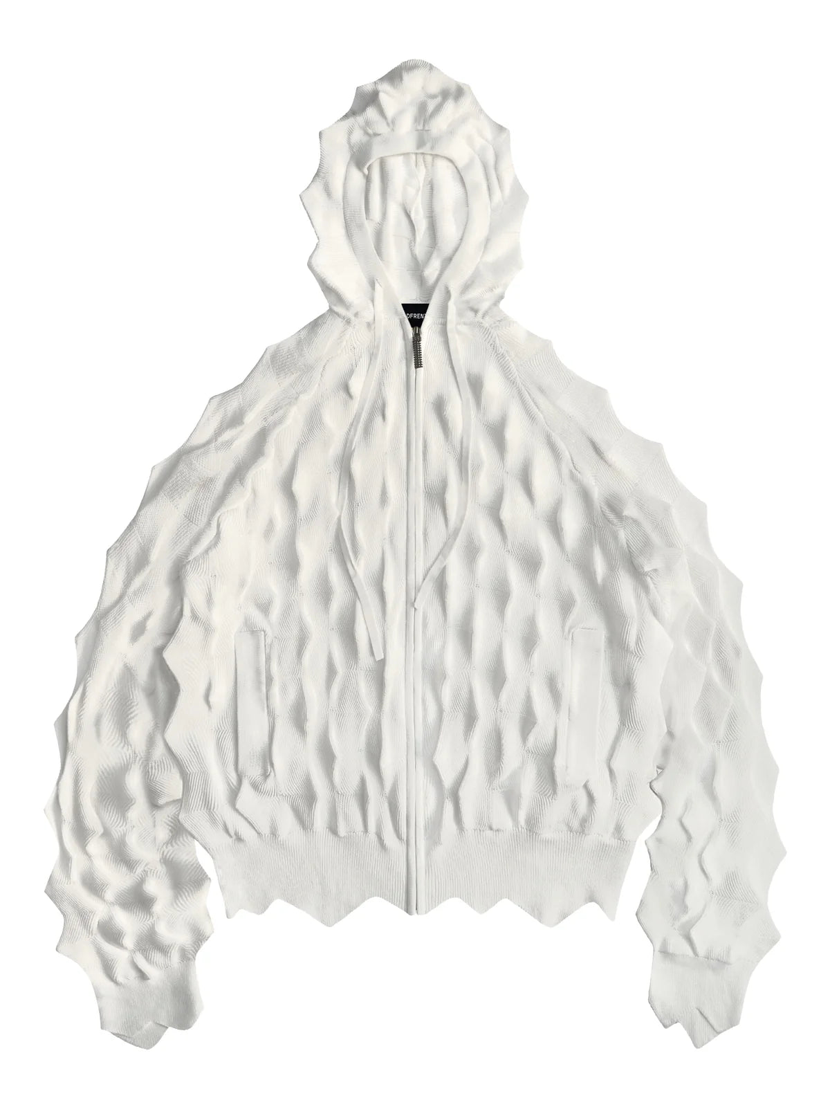 MADFRENZY SPIKED Slim Zip-Up Hoodie white