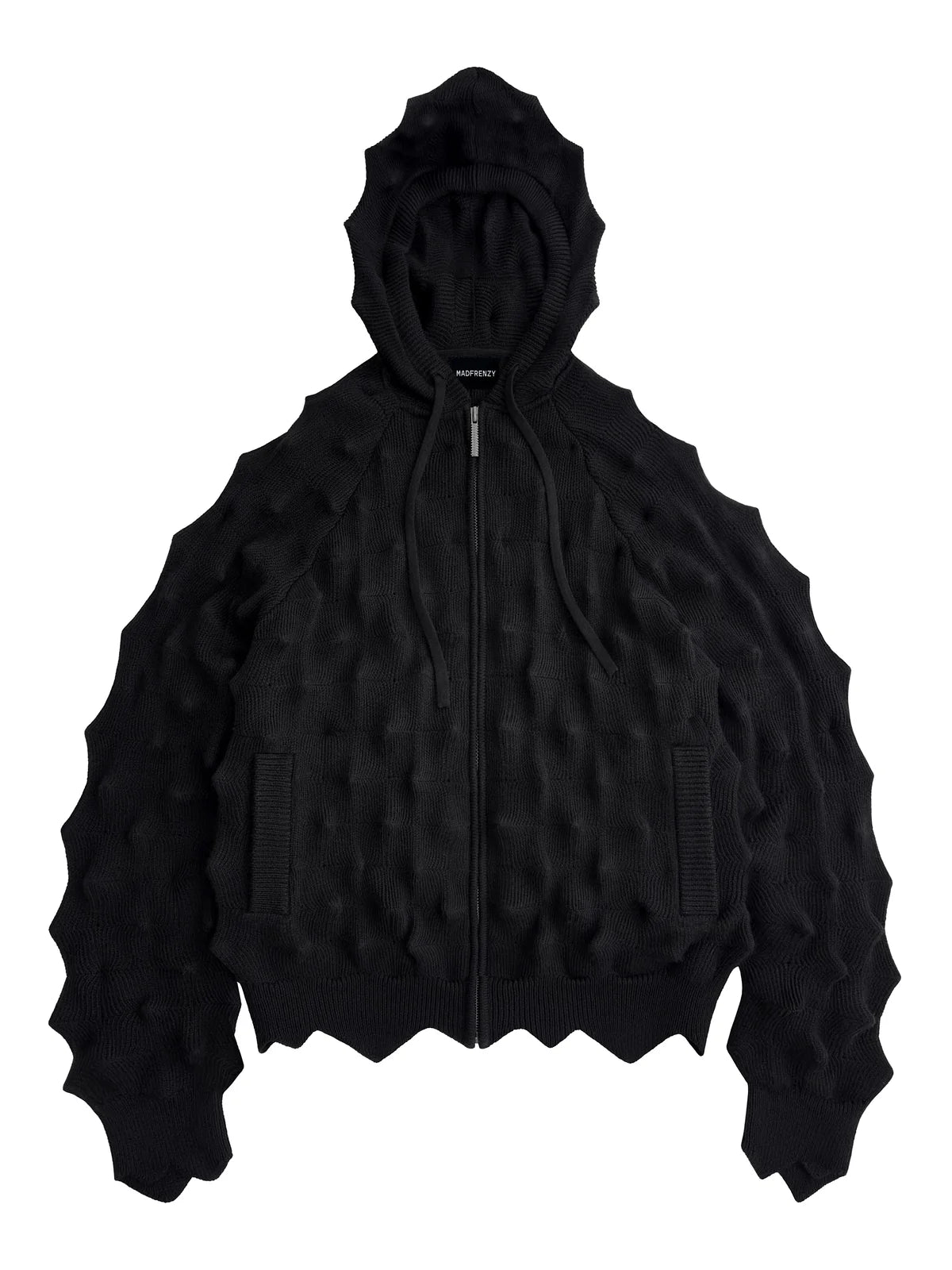 MADFRENZY SPIKED Slim Zip-Up Hoodie black