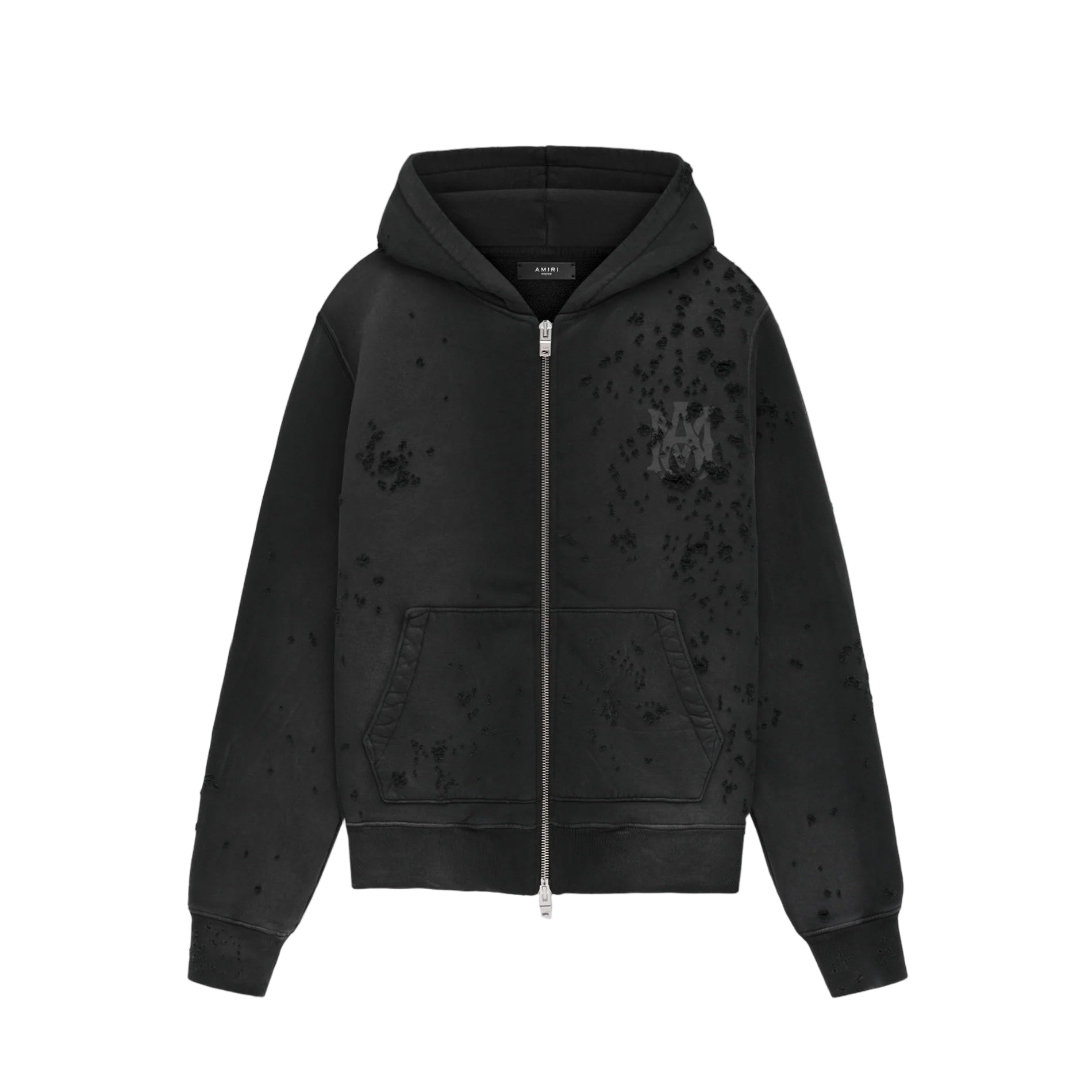 AMIRI MA CORE SHOTGUN ZIP HOODIE FADED BLACK