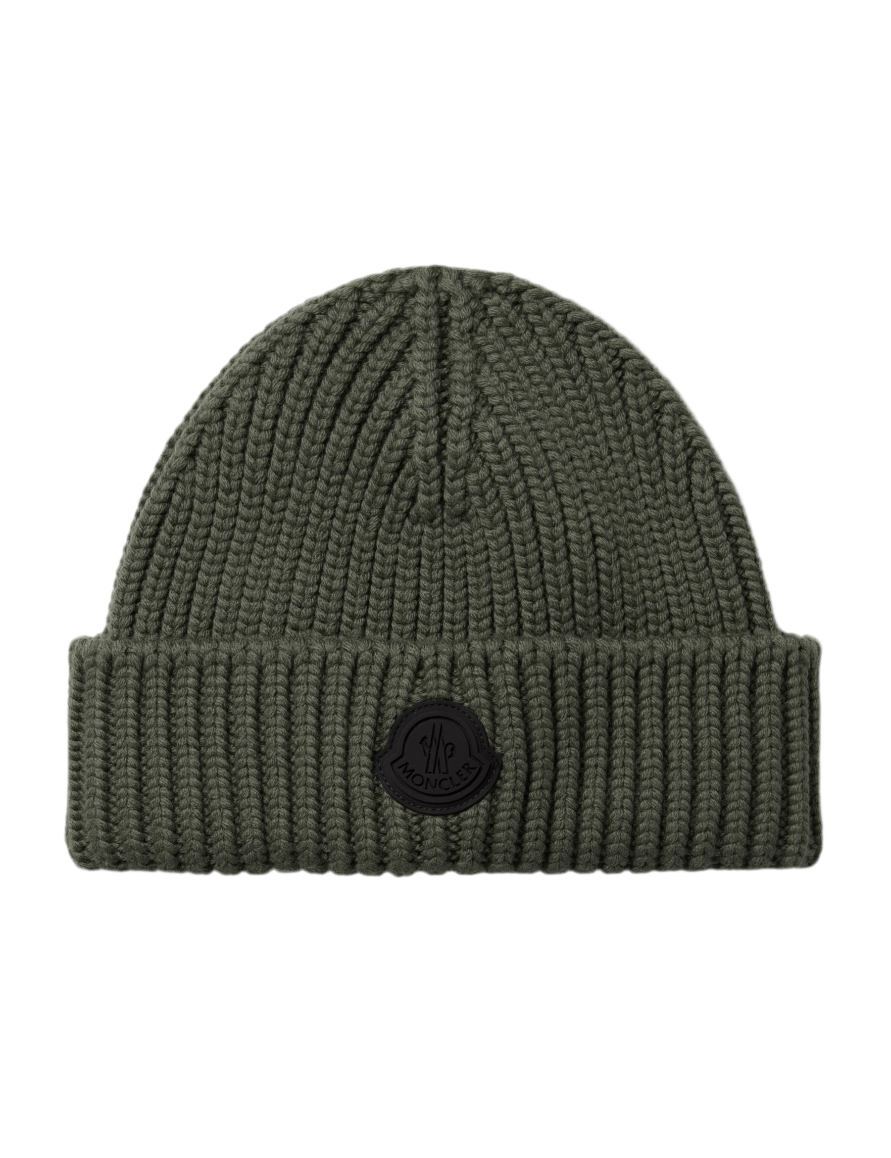 MONCLER LOGO BEANIE OLIVE
