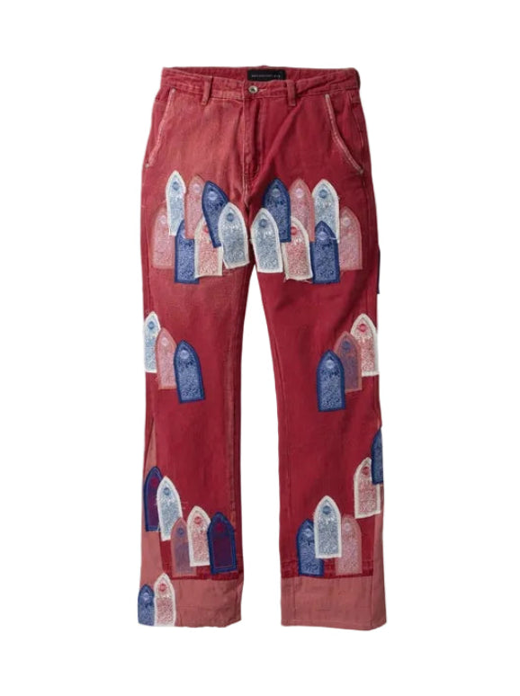 WHO DECIDES WAR Patched Arch Carpenter Pant Crimson