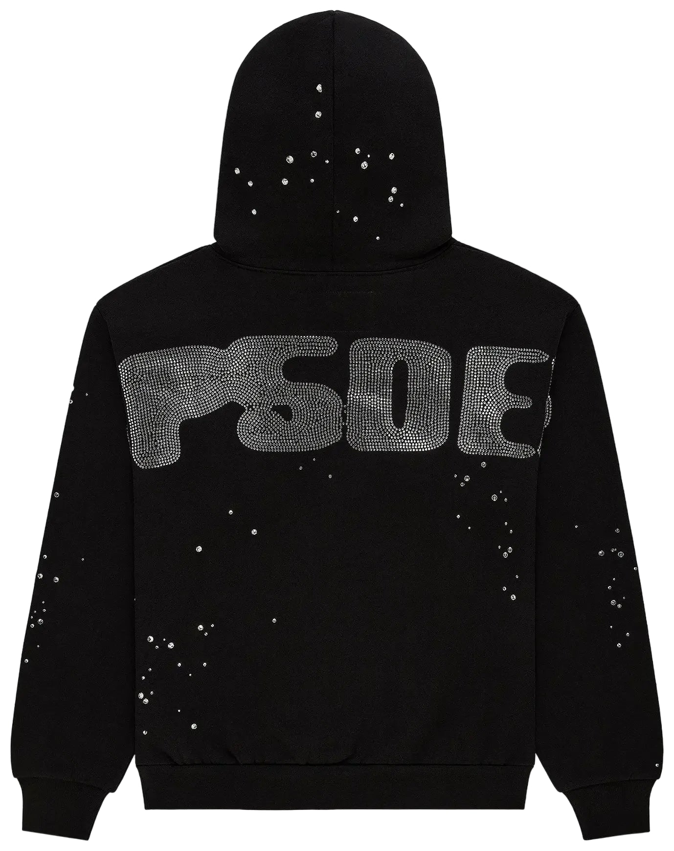 Sp5der Rhinestone Silk Hoodie Black