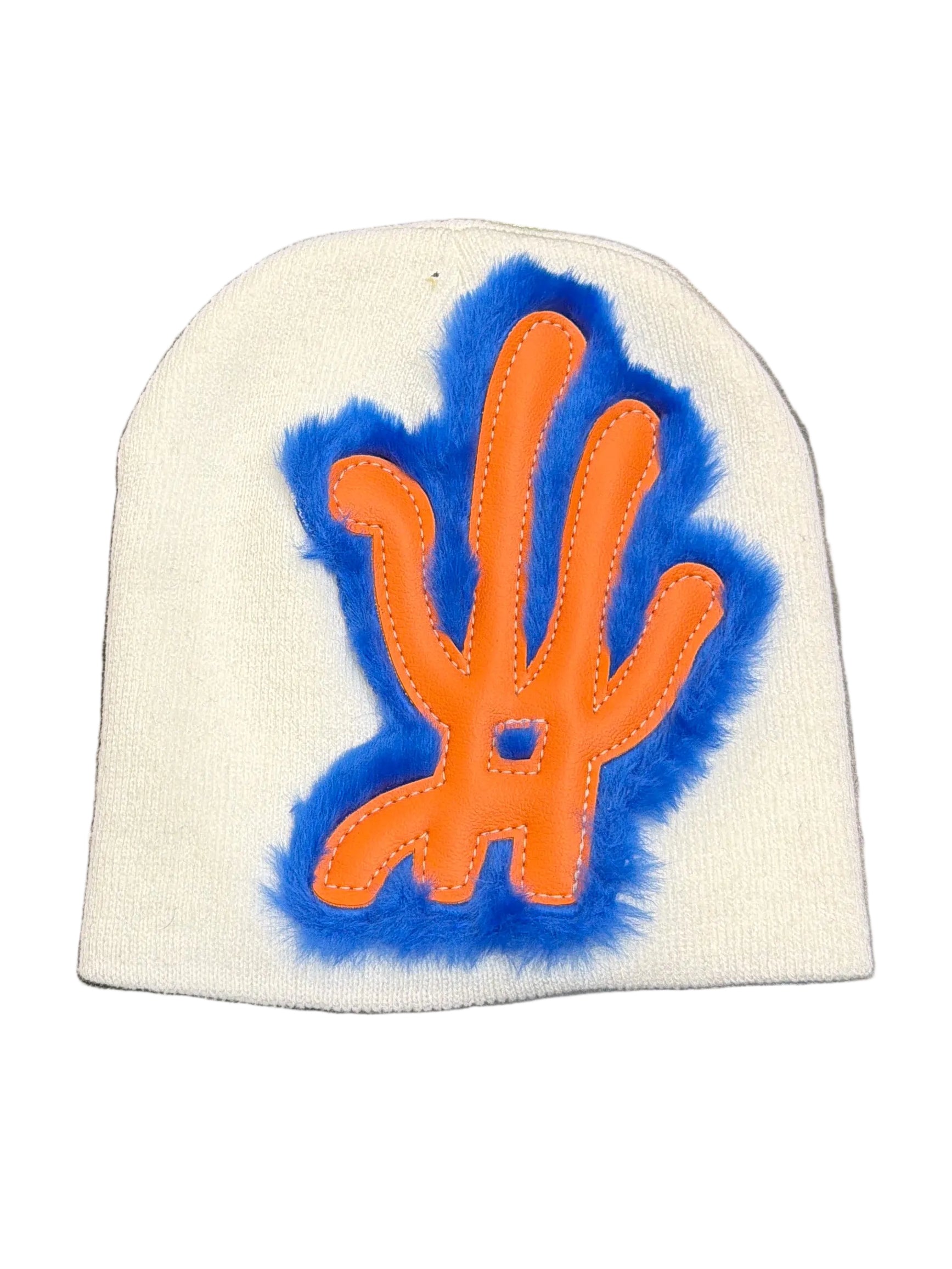 YKWYK FUR BEANIE BLUE/ORANGE