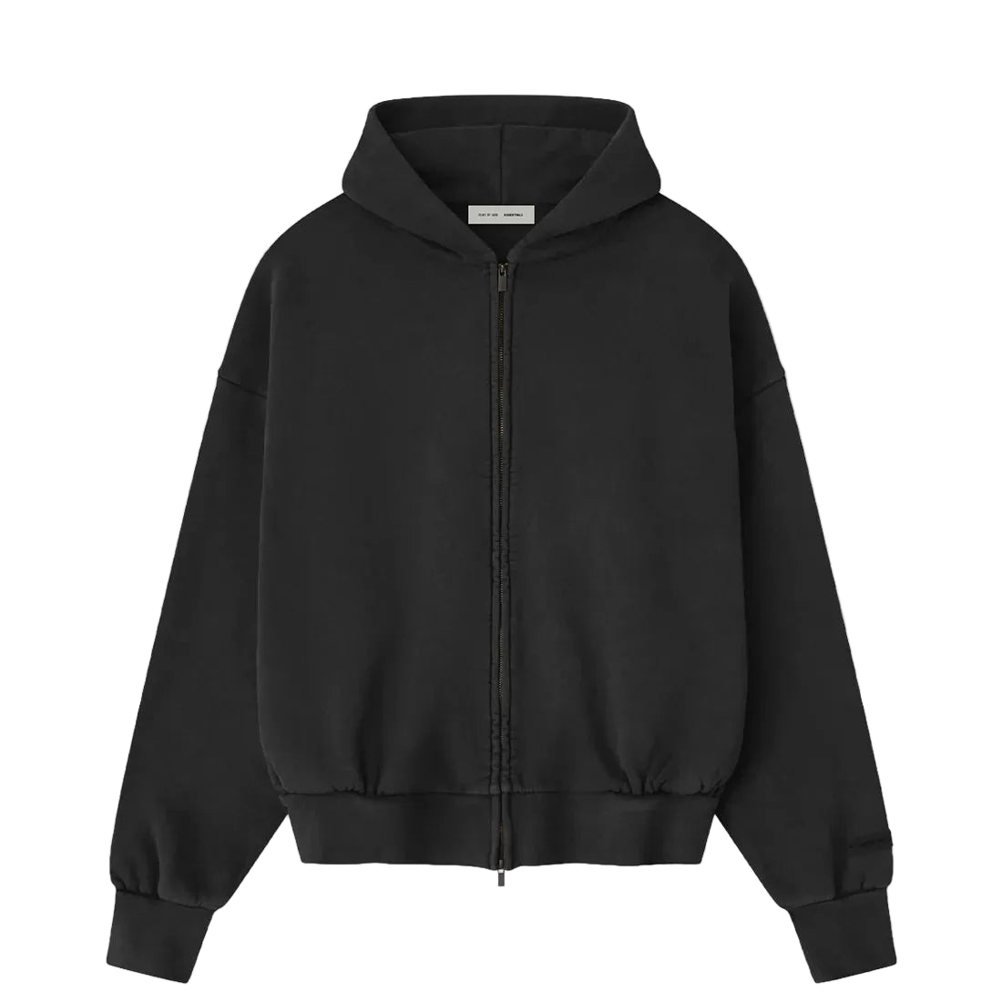 ESSENTIALS EMBROIDERED CLASSIC FULL ZIP HOODIE VINTAGE BLACK