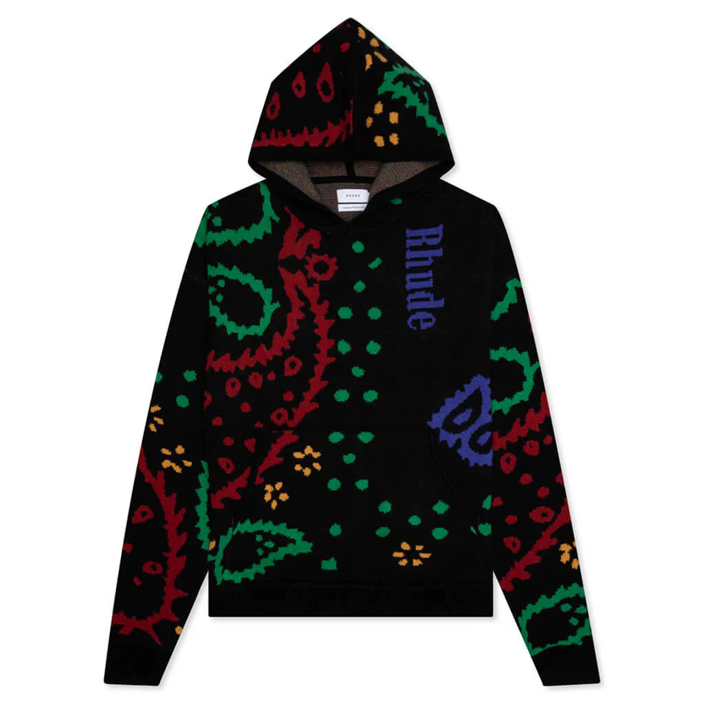 RHUDE KNIT HOODIE BLACK RED