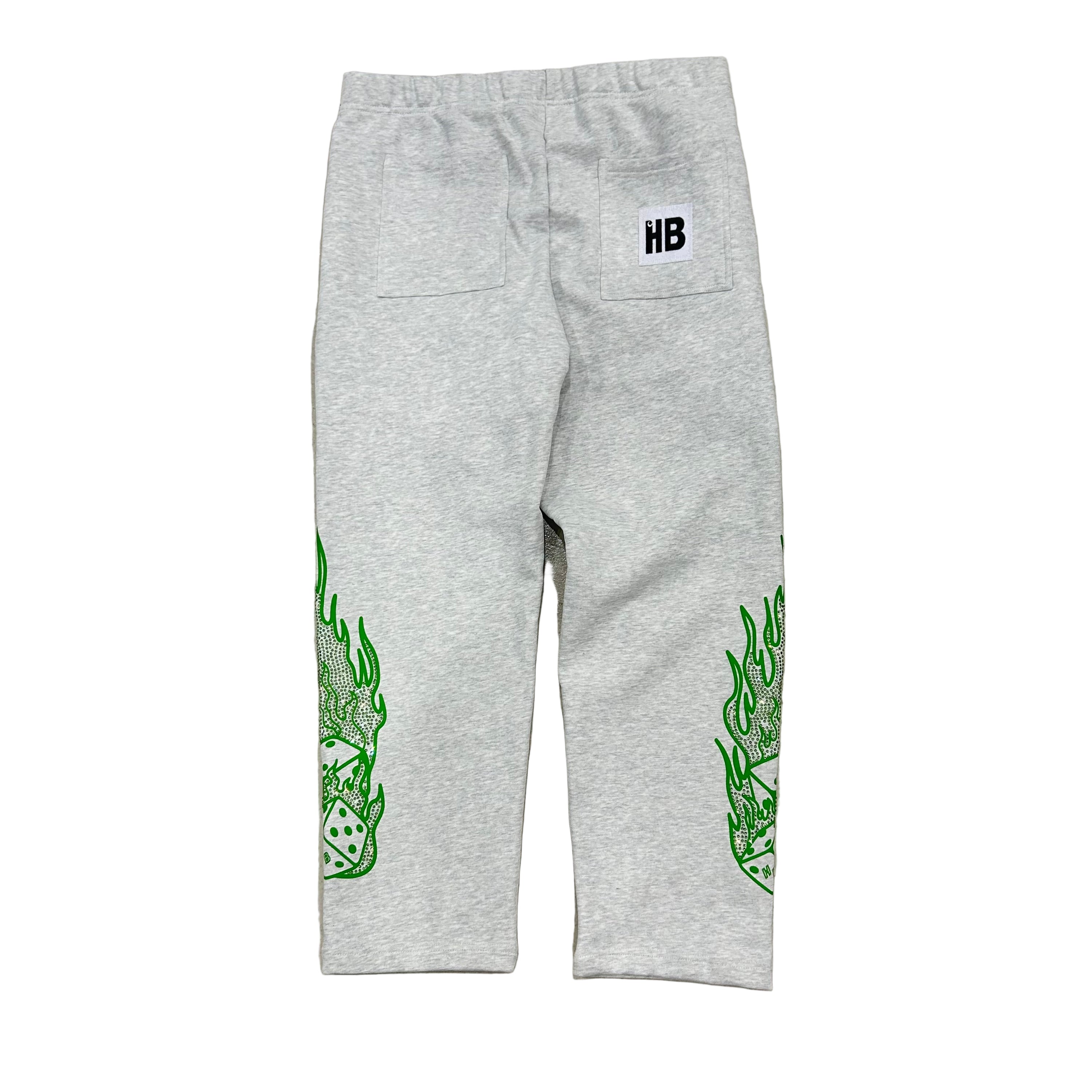 HYPEBOYS DICE SWEATPANTS IN GREY & GREEN