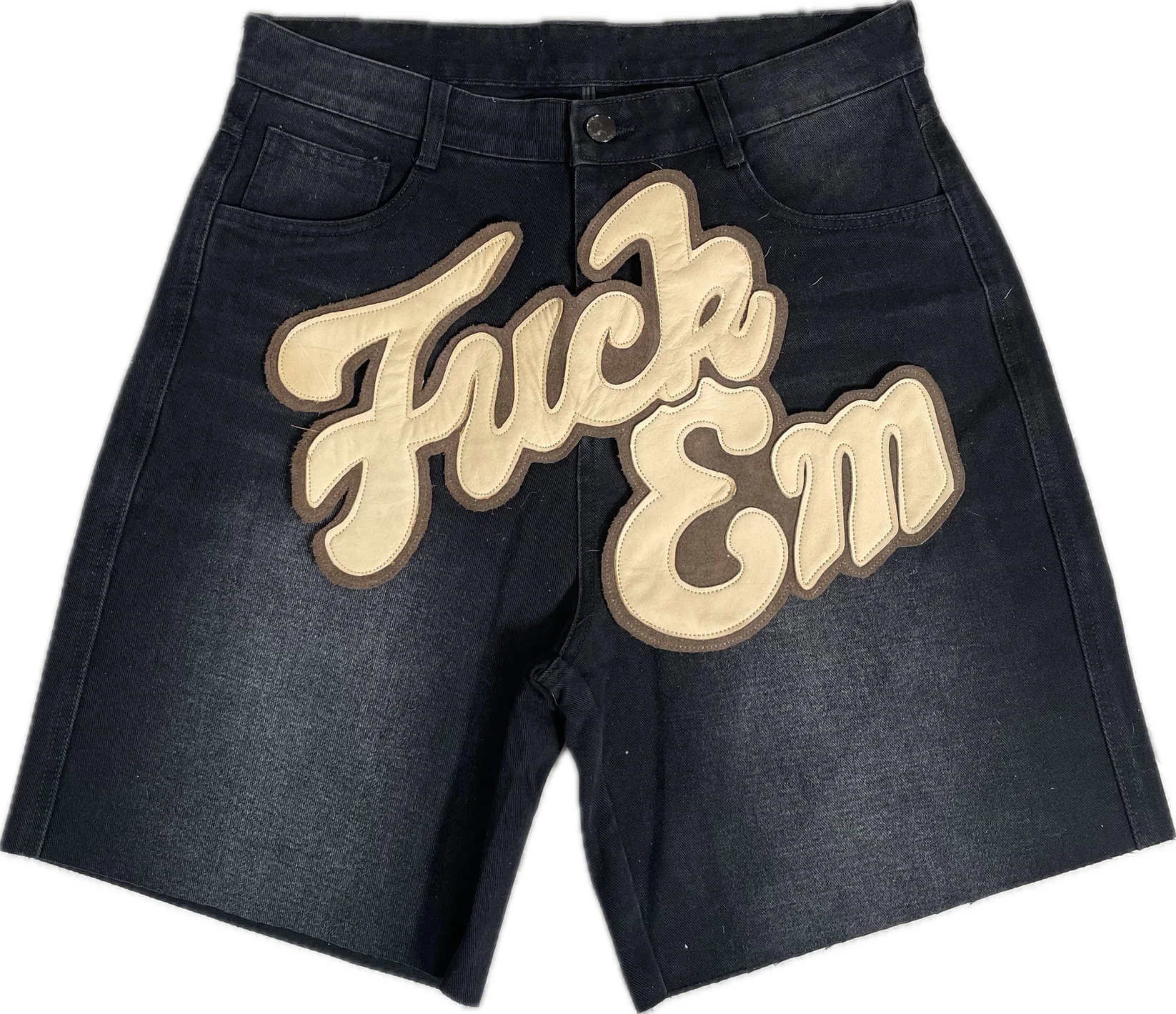 The Fuck Em Store Jean Shorts Black & Cream