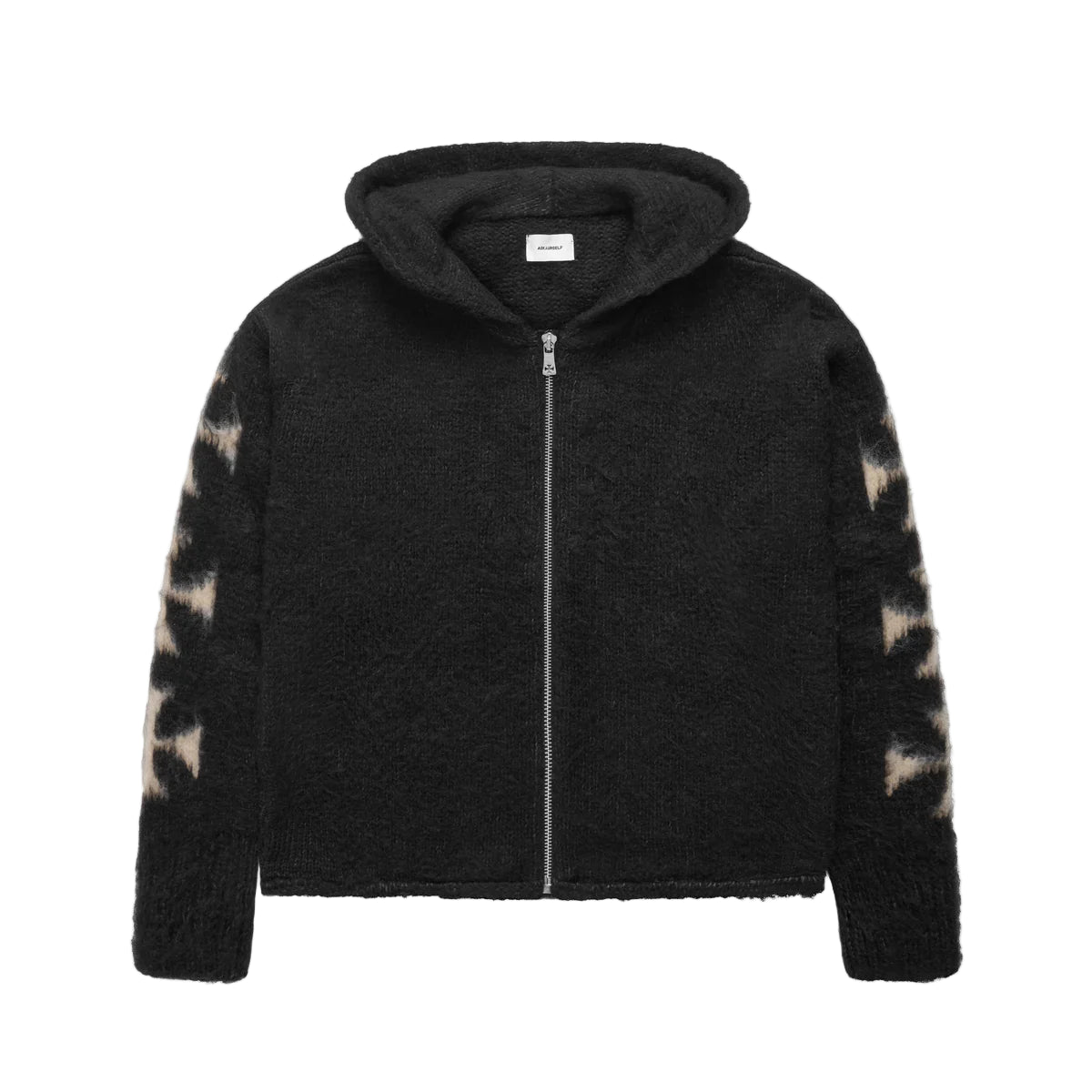 ASKYURSELF BRUSHED CROSS ZIP KNIT HOODIE