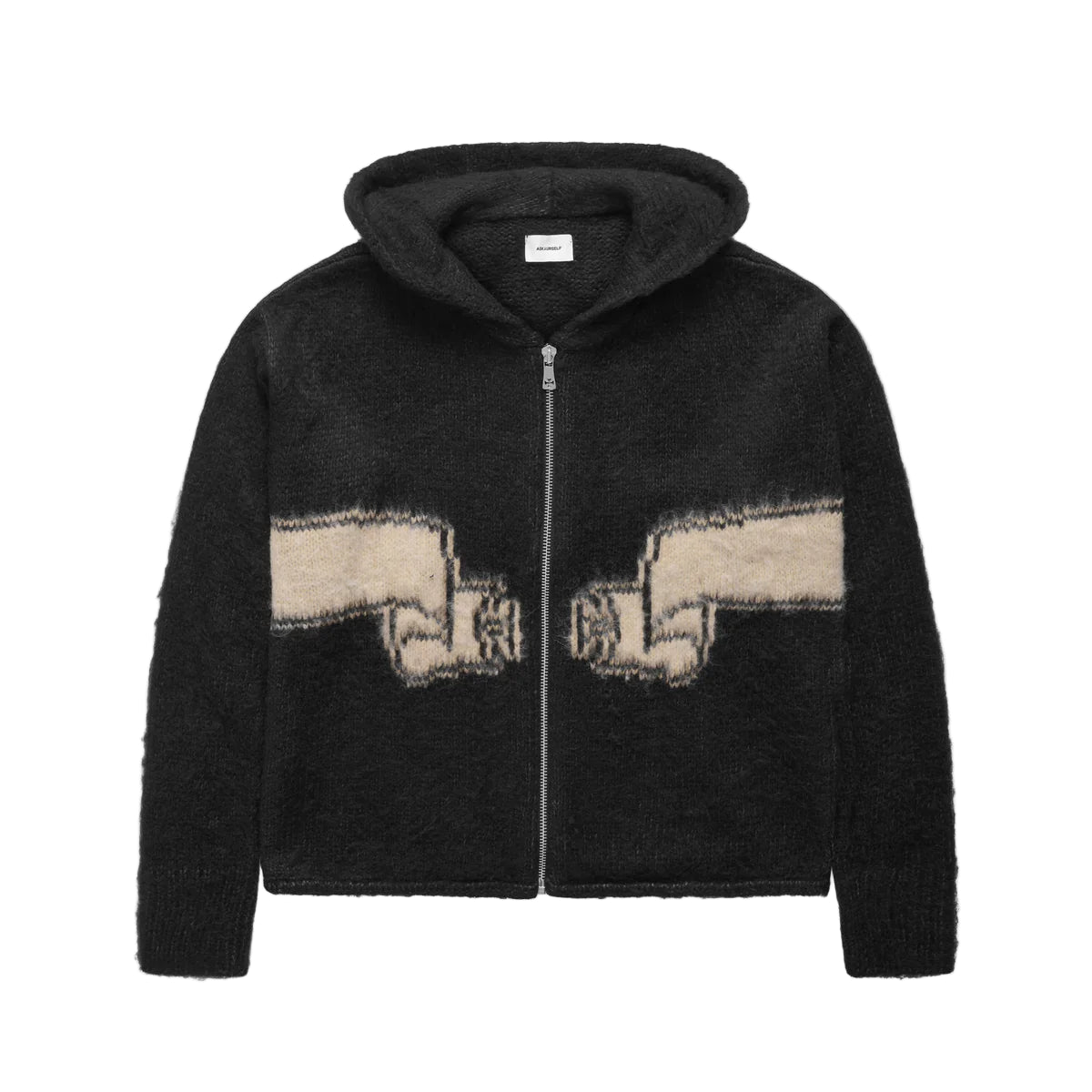 ASKYURSELF WRAPPED BANNED ZIP KNIT HOODIE