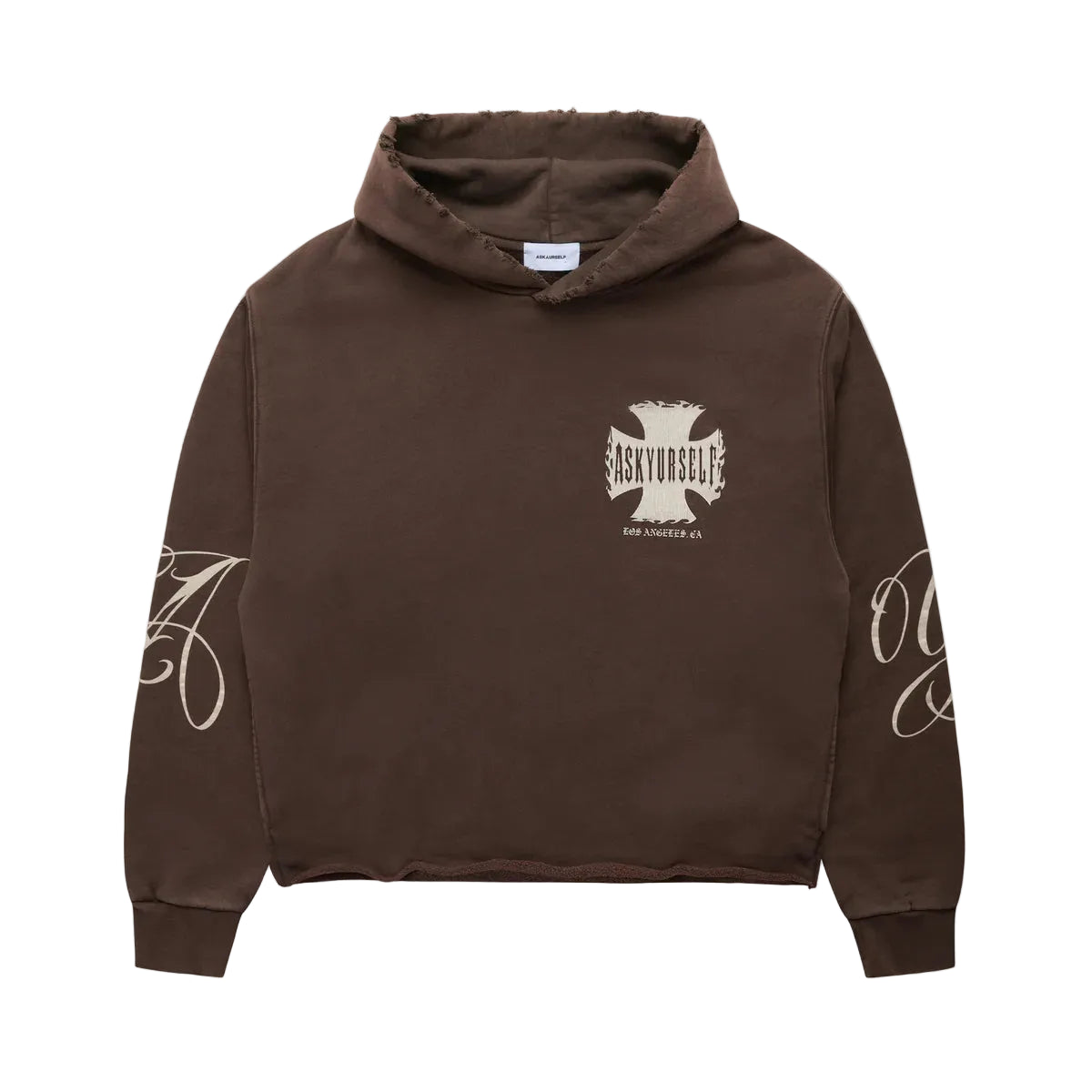 ASKYURSELF RAW AY CROSS HOODIE BROWN