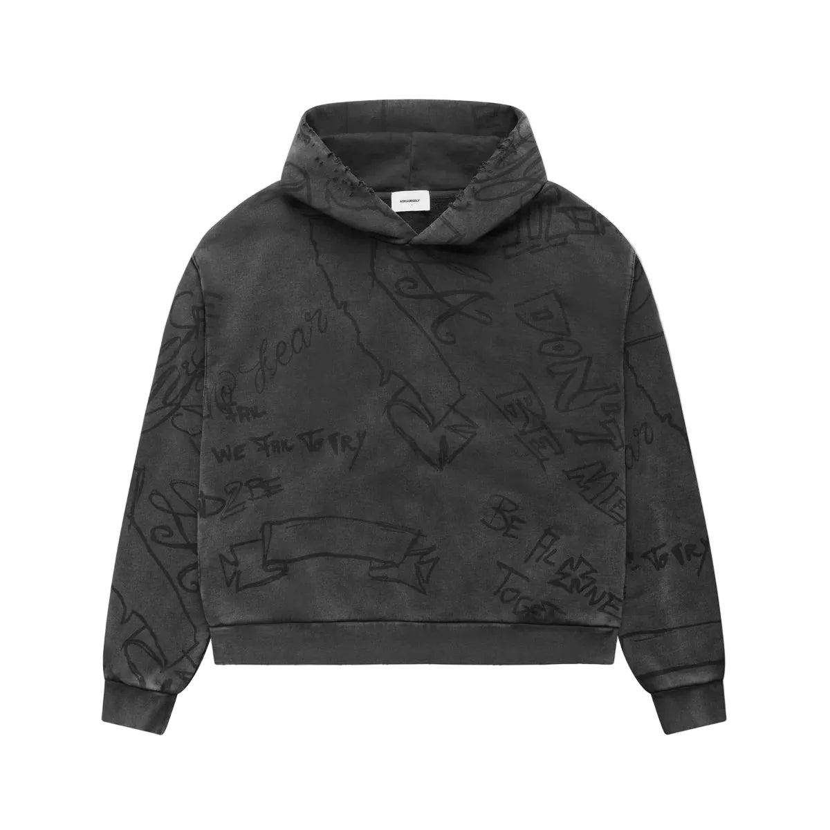 ASKYURSELF SCRIBBLE VINTAGE HOODIE BLACK