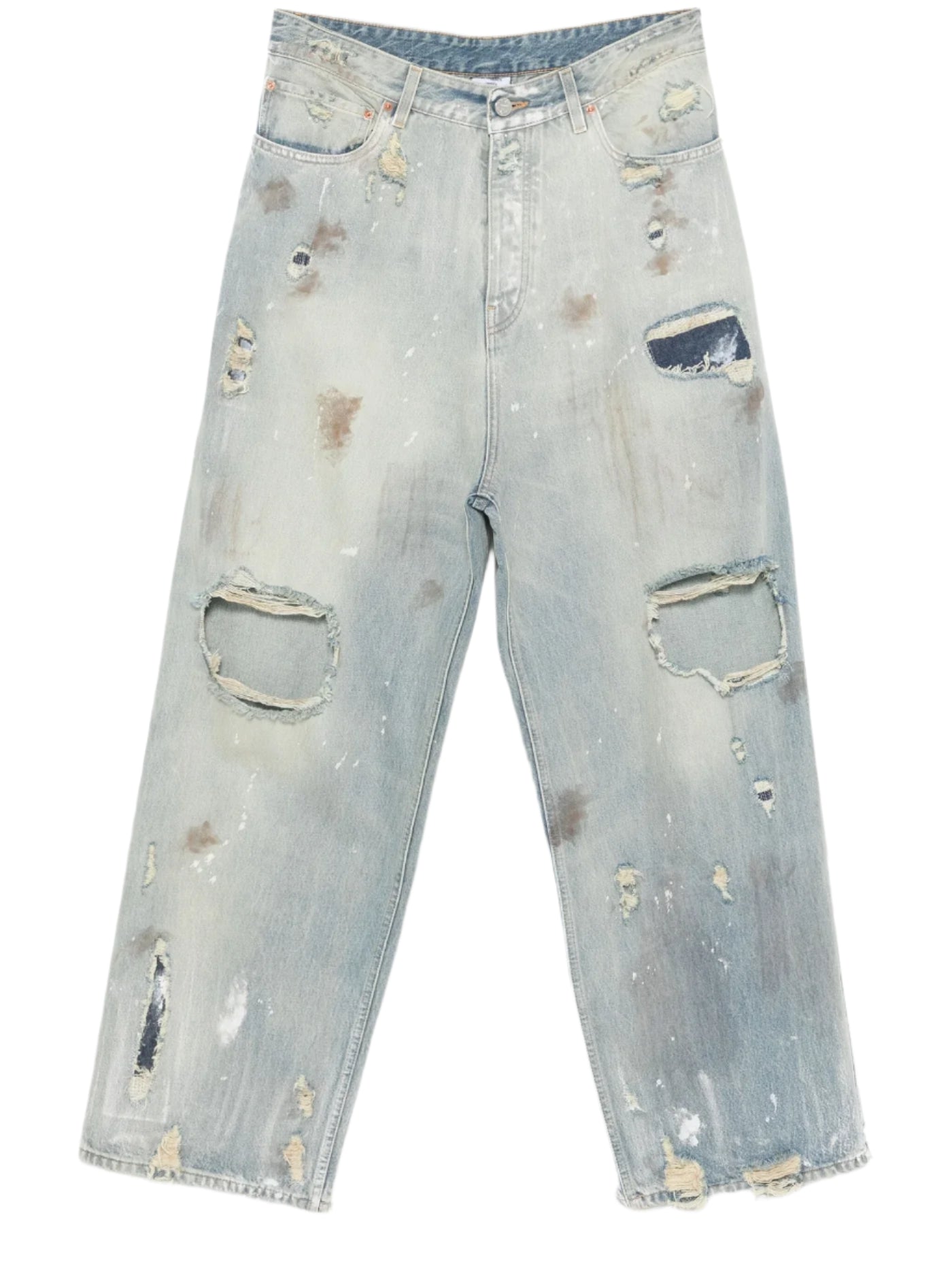 VETEMENTS Blue Trashed Baggy Jeans