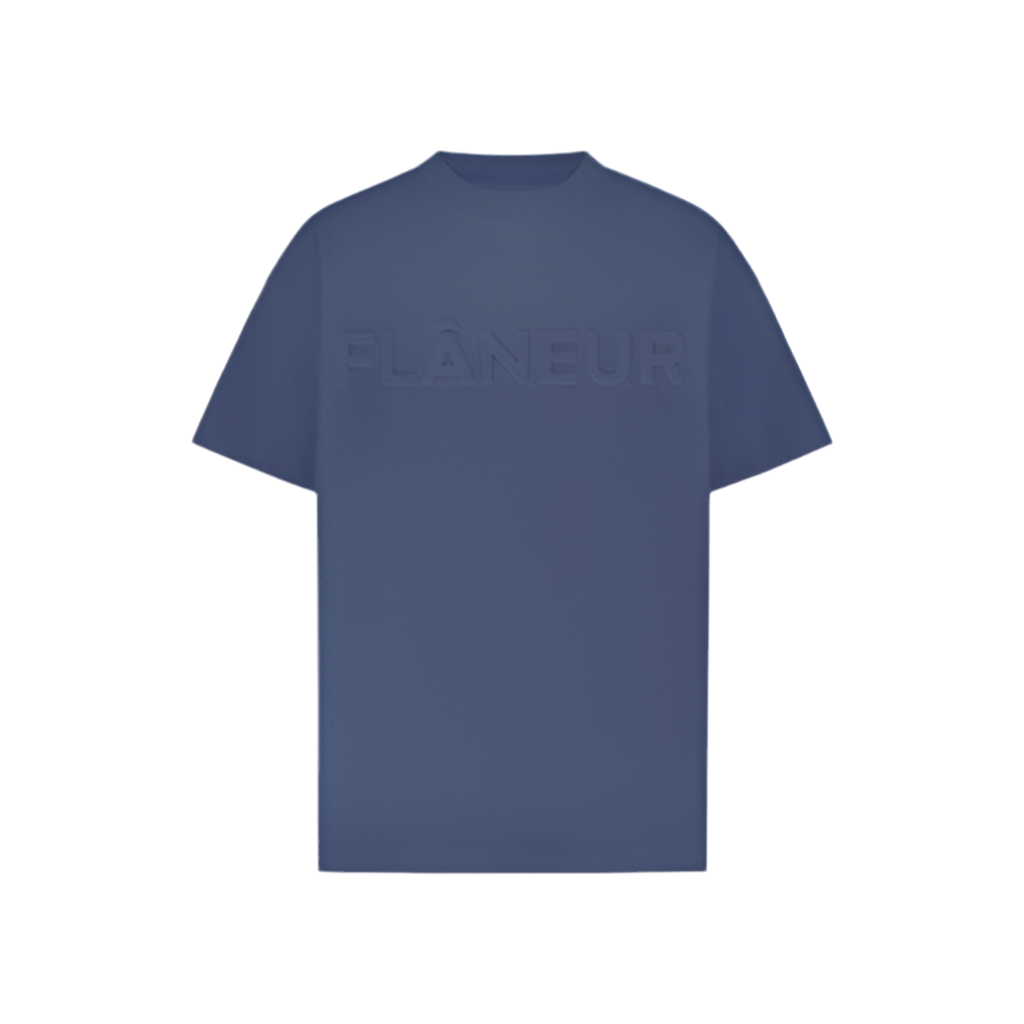 FLANEUR Embossed T-Shirt Deep Blue