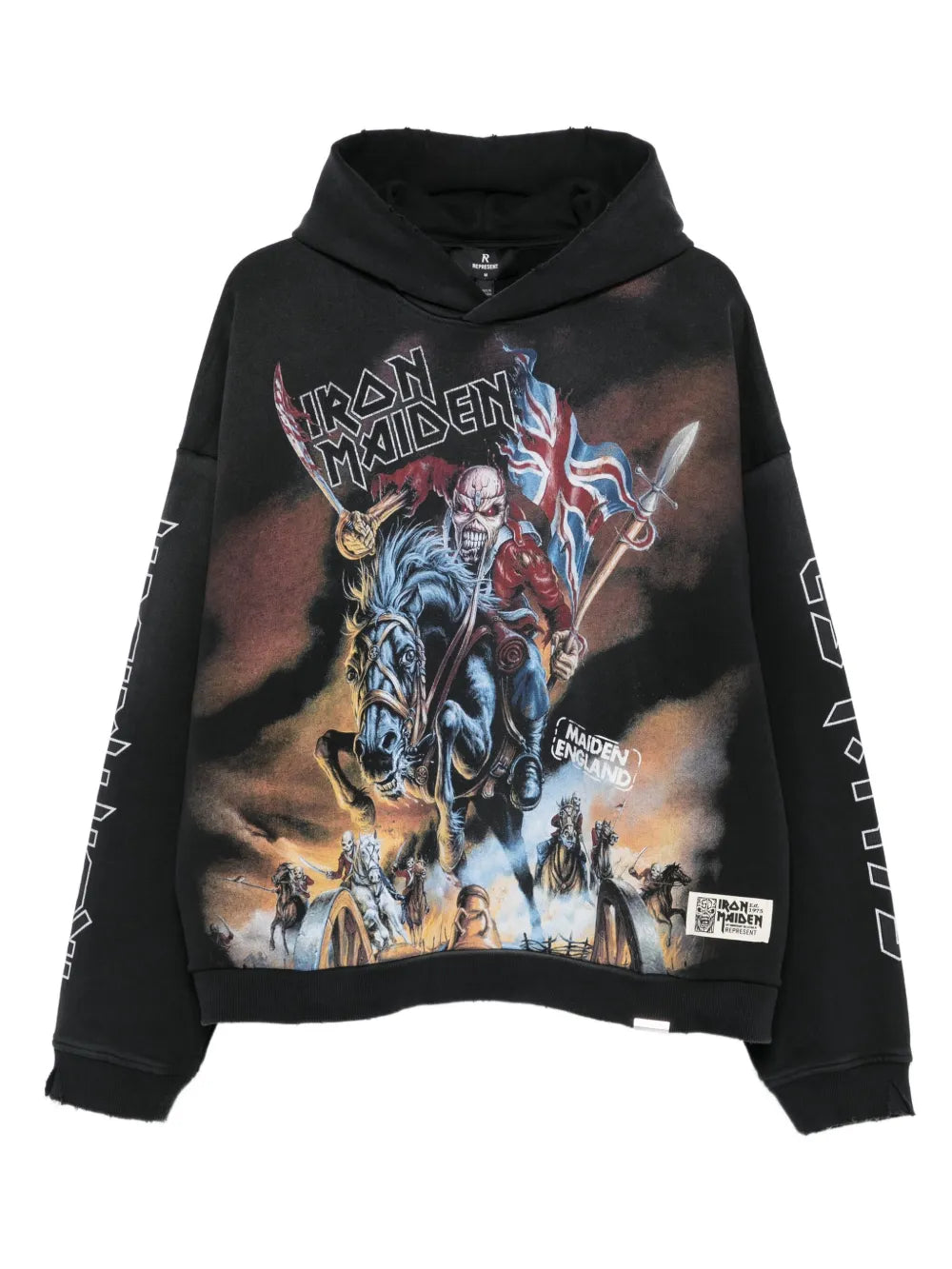 Represent Iron Maiden Steed Hoodie - Stained Black