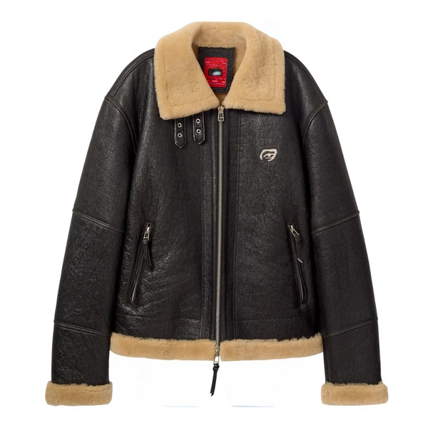 KID SUPER Distressed shearling Coat-Black