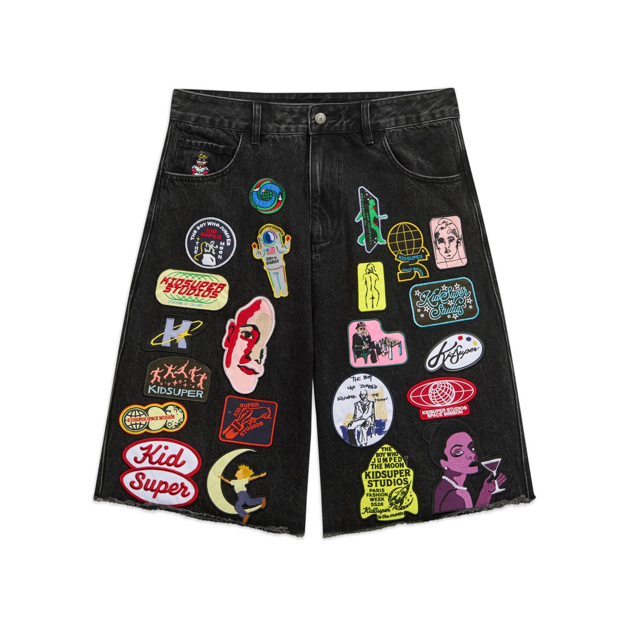 KID SUPER Patches Denim Short Black