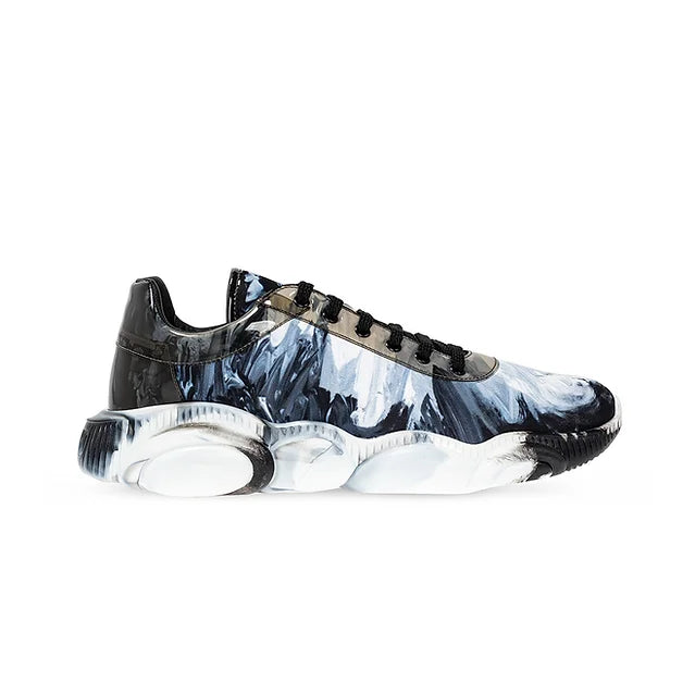 MOSCHINO TEDDY SNEAKERS IN BLACK SWIRL