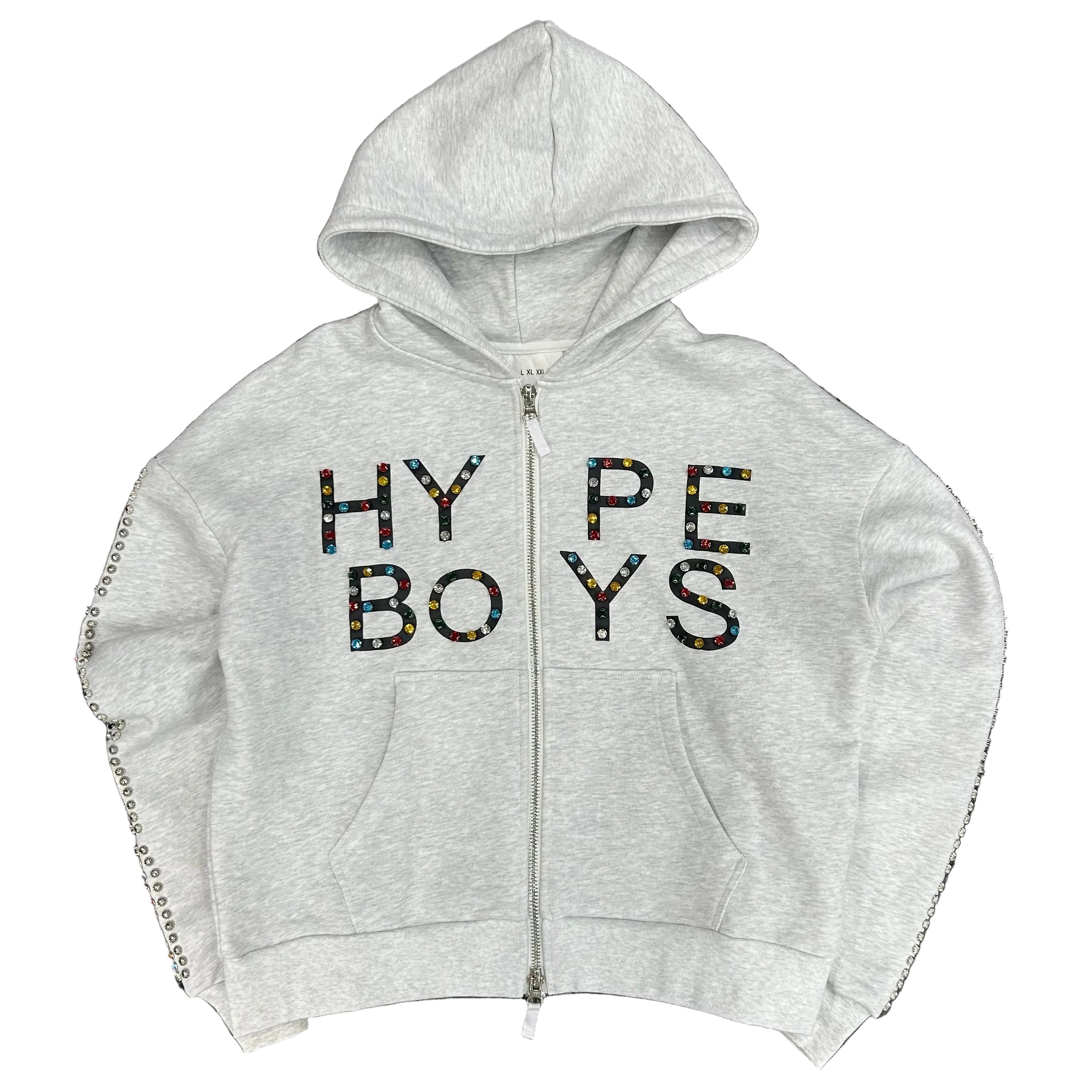 HYPEBOYS DIAMOND STUDDED ZIP HOODIE
