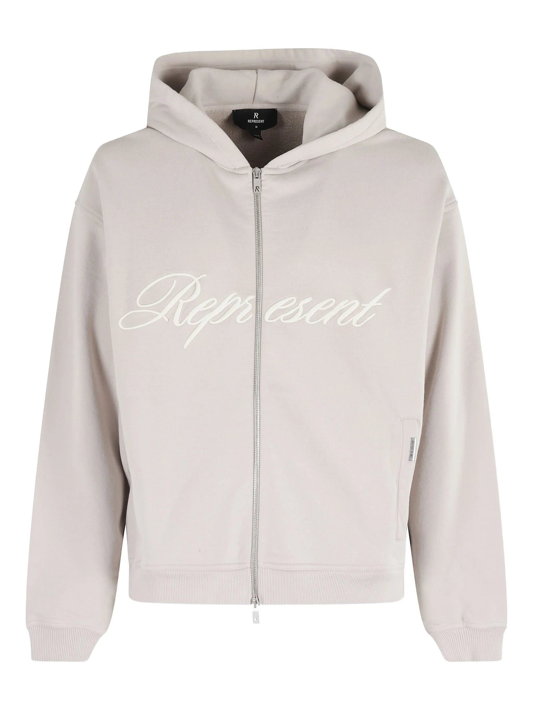 Represent Script Logo zip-up hoodie ( Concrete )