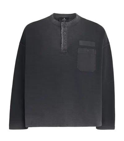 REPRESENT Heavyweight Cotton Henley Top In Black