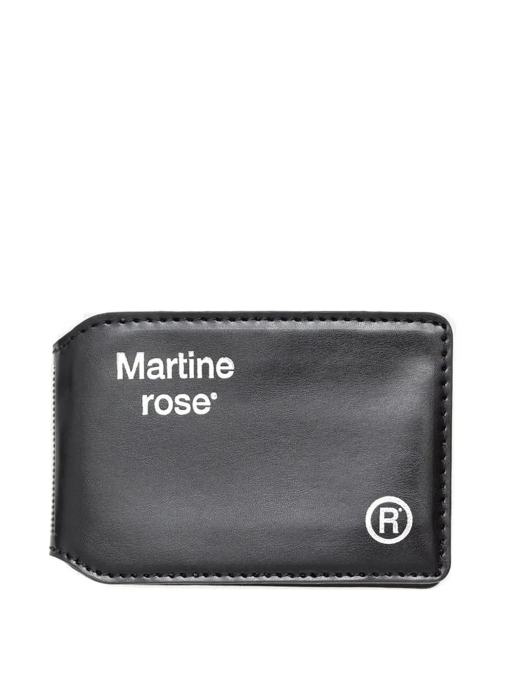 MARTINE ROSE Logo-foil Embossed Leather Card Holder In Black