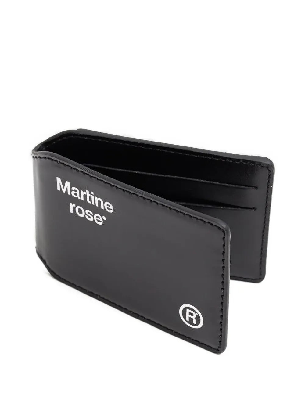 MARTINE ROSE Logo-foil Embossed Leather Card Holder In Black